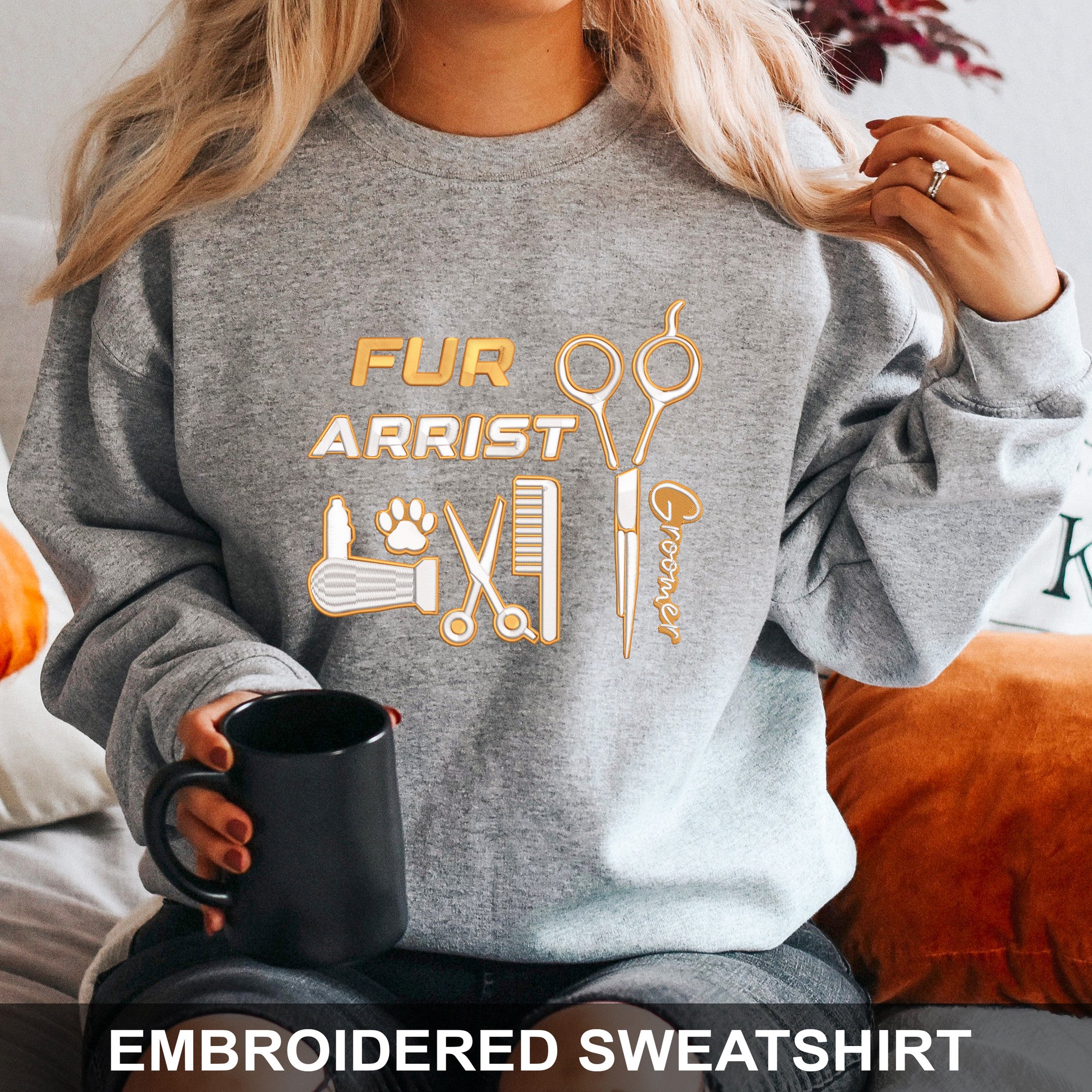 Embroidered Sweatshirt Fur Artist Groomer