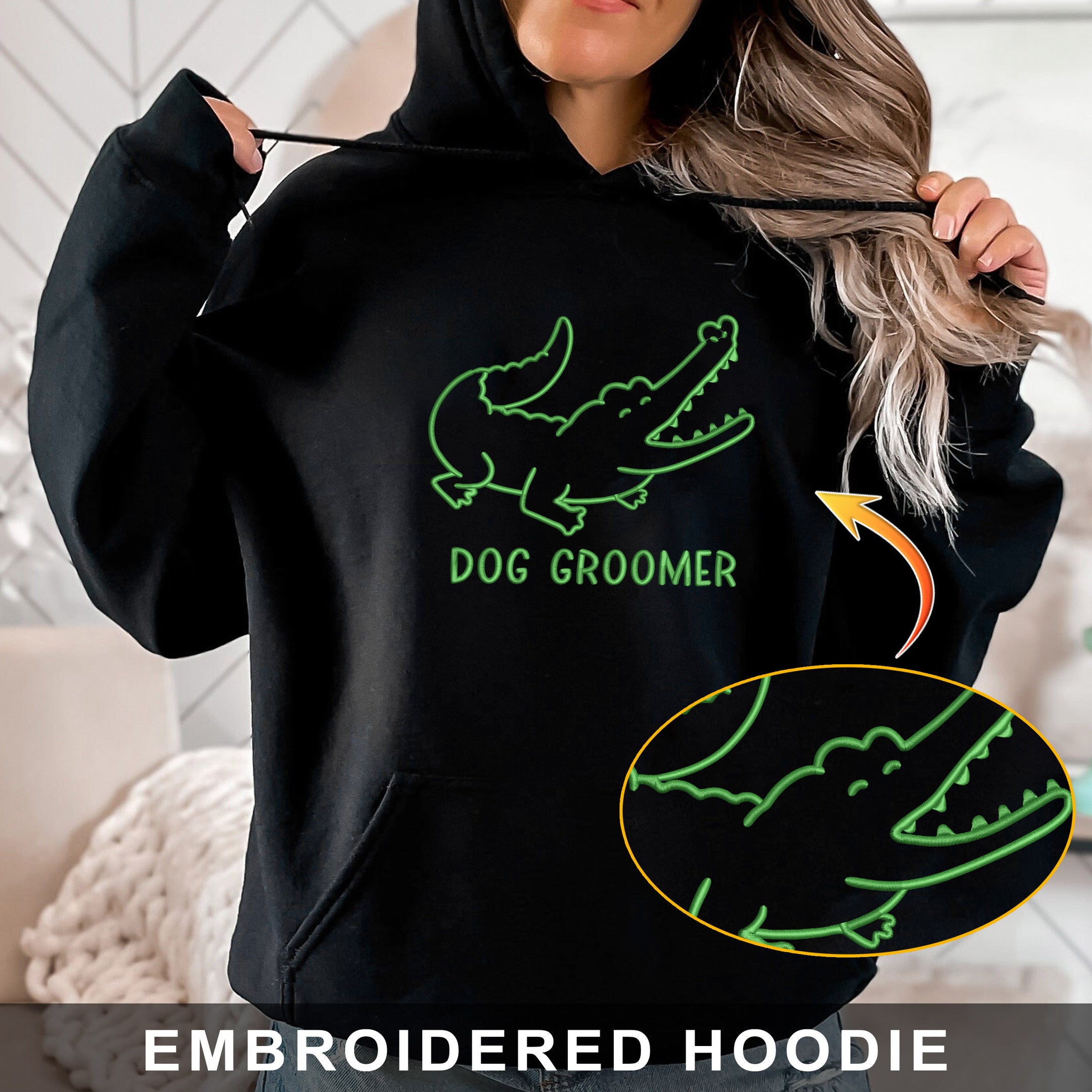 Embroidered Sweatshirt, Hoodie Dog Groomer