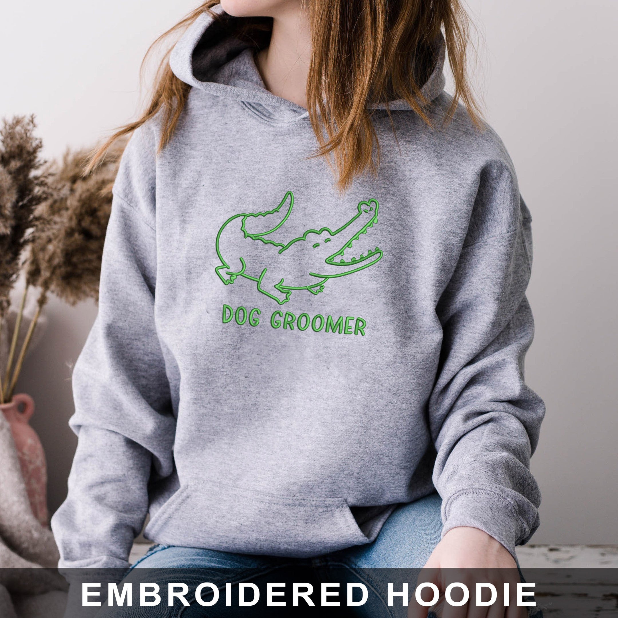 Embroidered Sweatshirt, Hoodie Dog Groomer