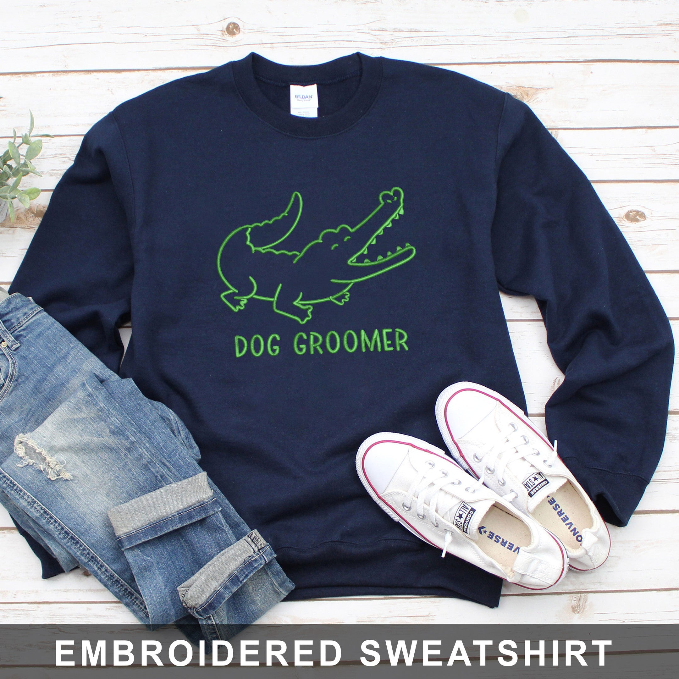 Embroidered Sweatshirt, Hoodie Dog Groomer