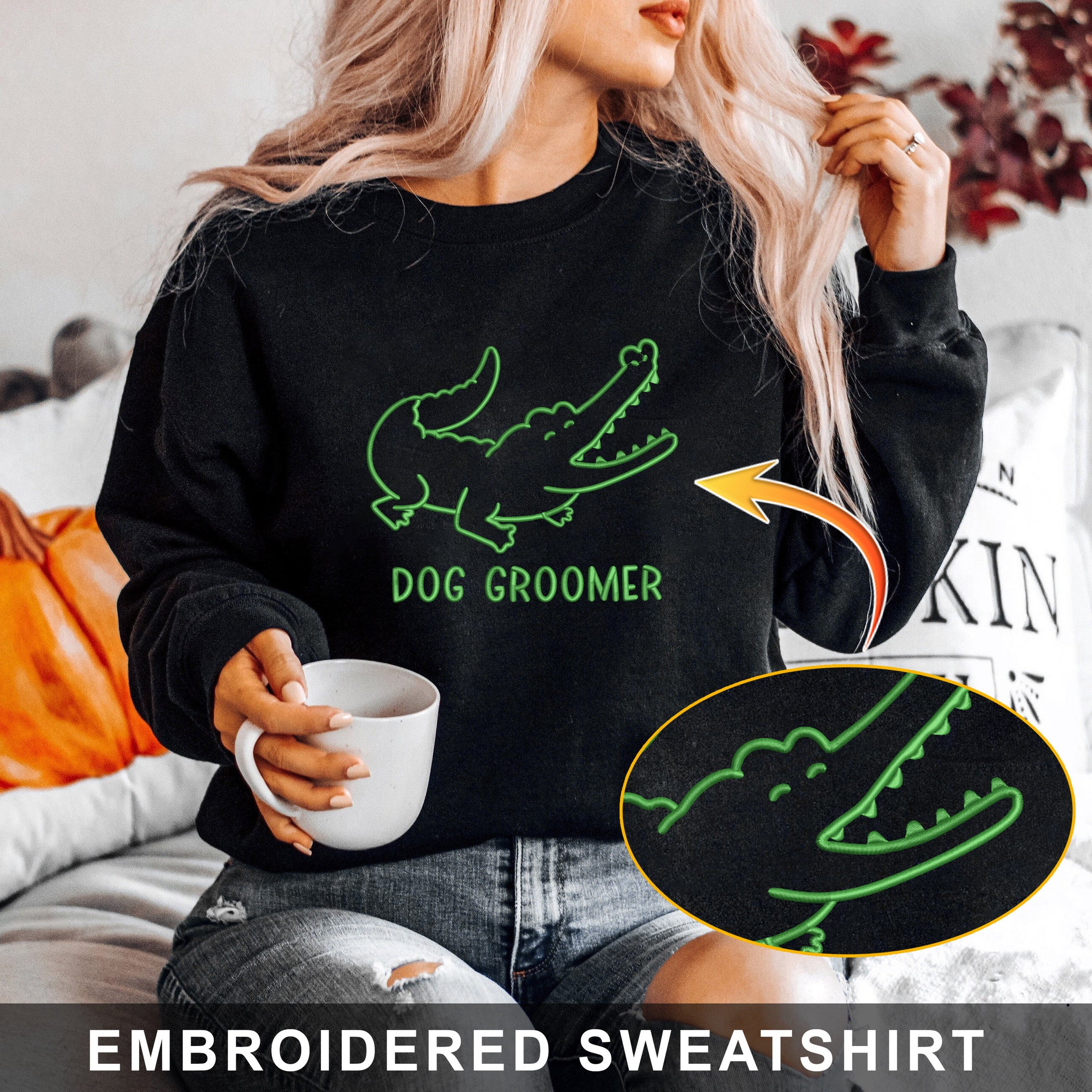 Embroidered Sweatshirt, Hoodie Dog Groomer