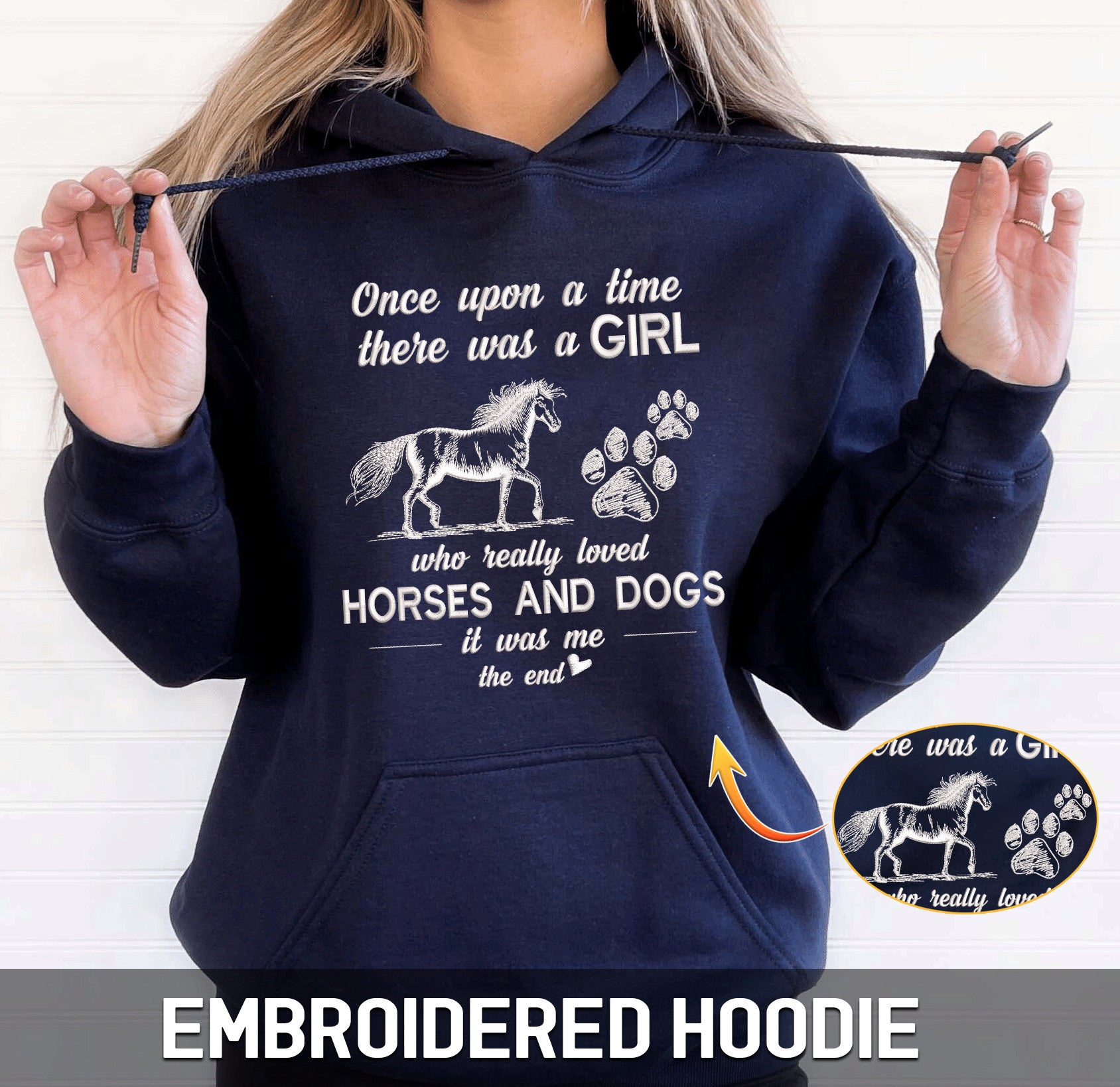 Horse And Dog Embroidered Sweatshirt + Hoodie