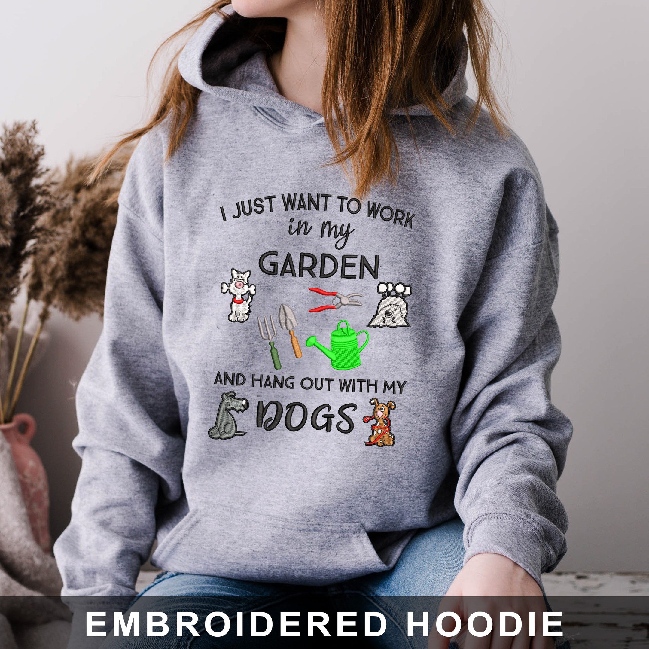 Garden And Hang out with Dogs Embroidered Shirt
