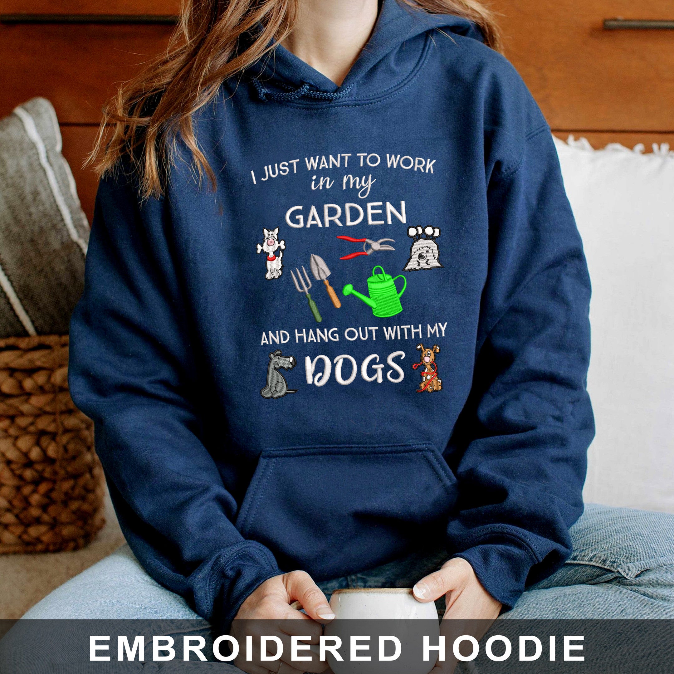 Garden And Hang out with Dogs Embroidered Shirt