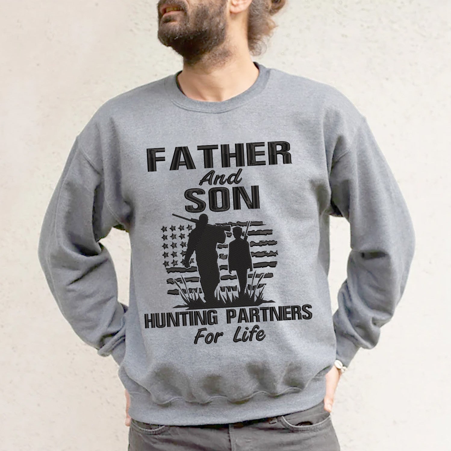 Father And Son Hunting Partners For Life Embroidered Sweatshirt - Embroidered Hoodie Tad
