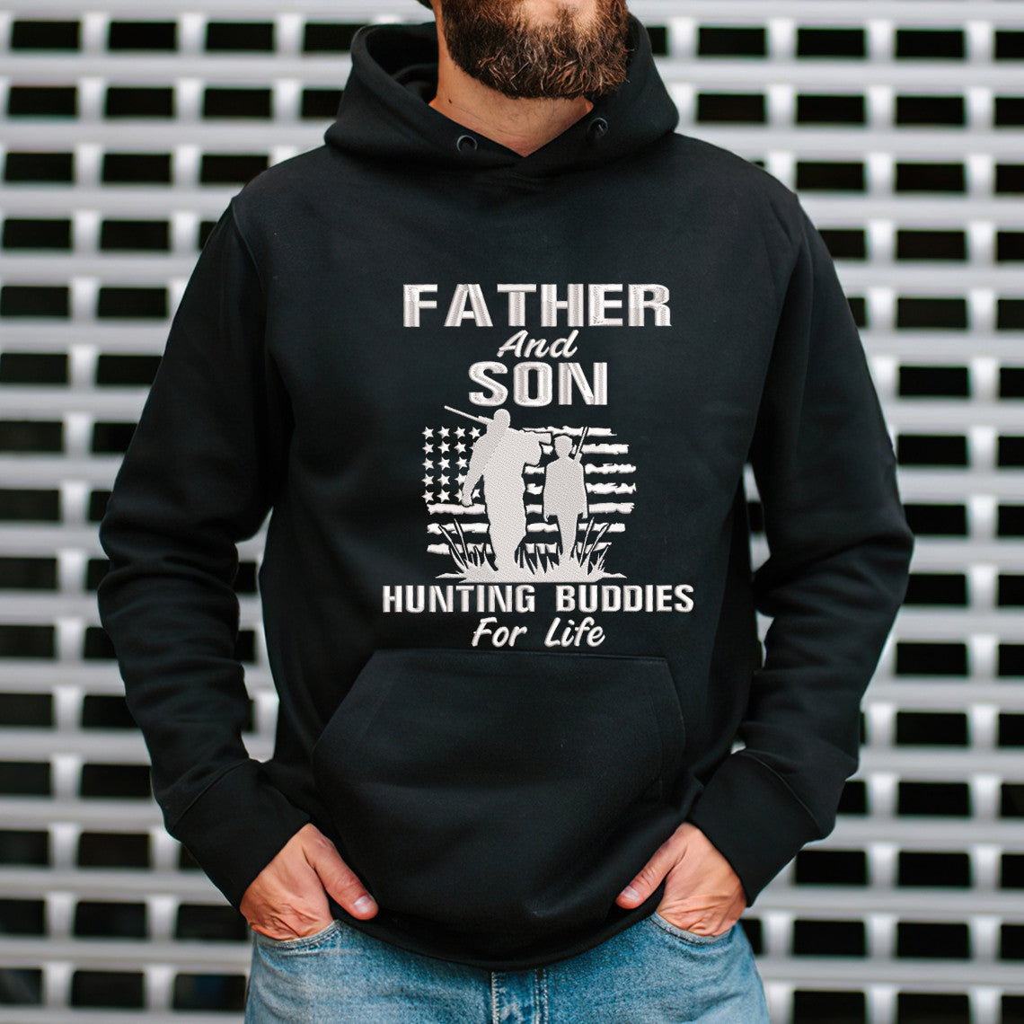 Father And Son Hunting Buddies For Life Embroidered Sweatshirt - Embroidered Hoodie Tad