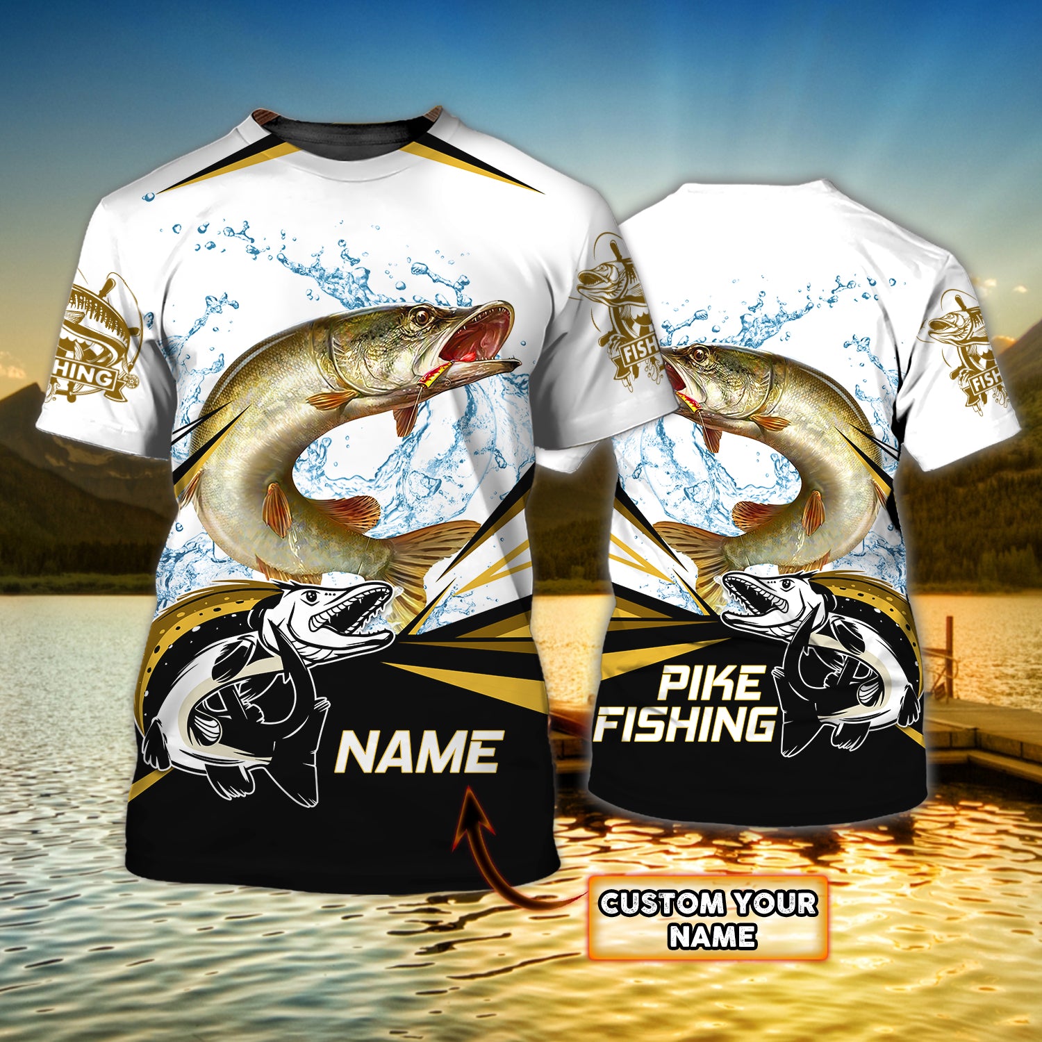 Pike Fishing - Personalized Name 3D Tshirt 37 - Nvc97