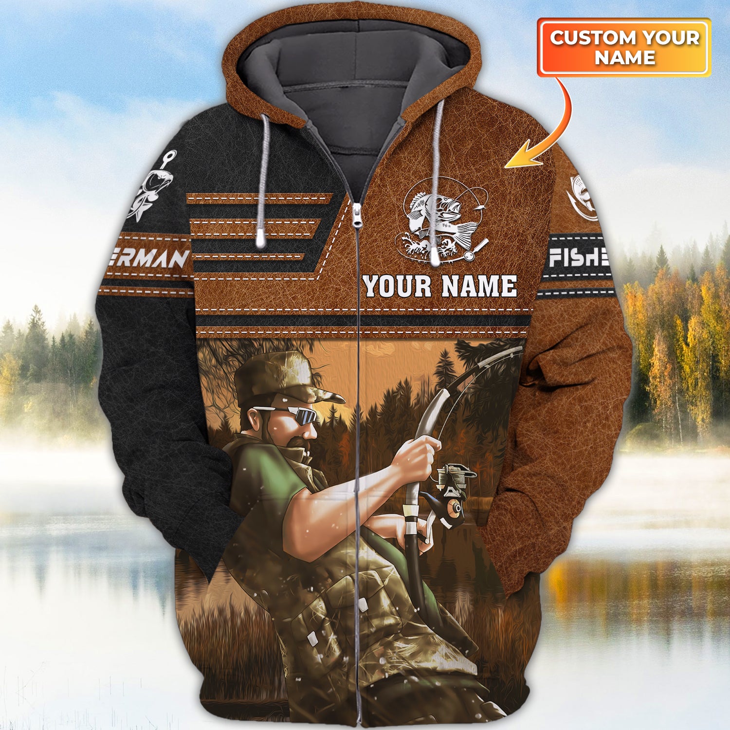 Fisherman - Personalized Name 3D Zipper hoodie - QB95