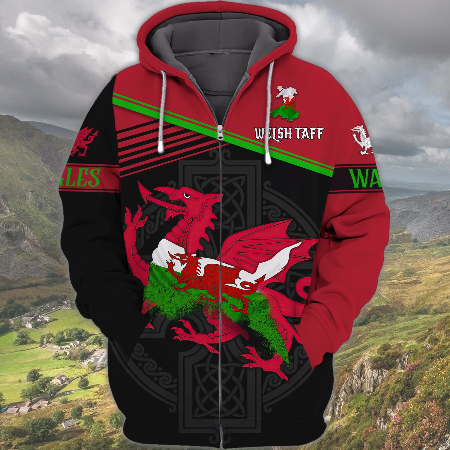 Welsh Taff - Im From Wales - Cymru - Personalized Name 3D Zipper Hoodie