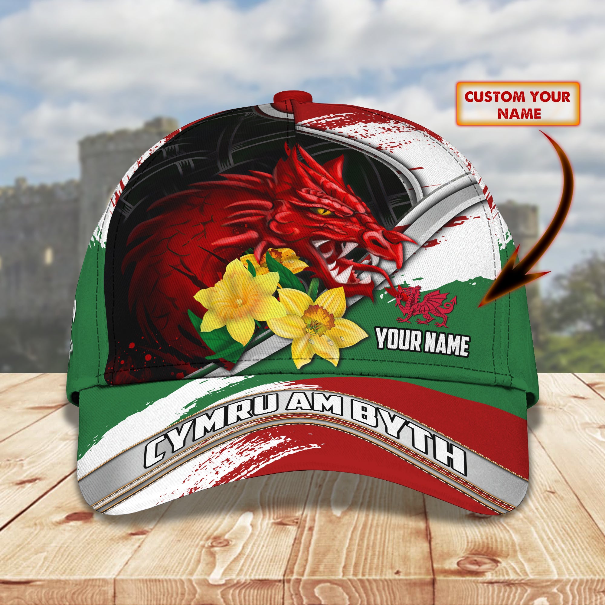 Wales - Cymru - Personalized Name Cap 64