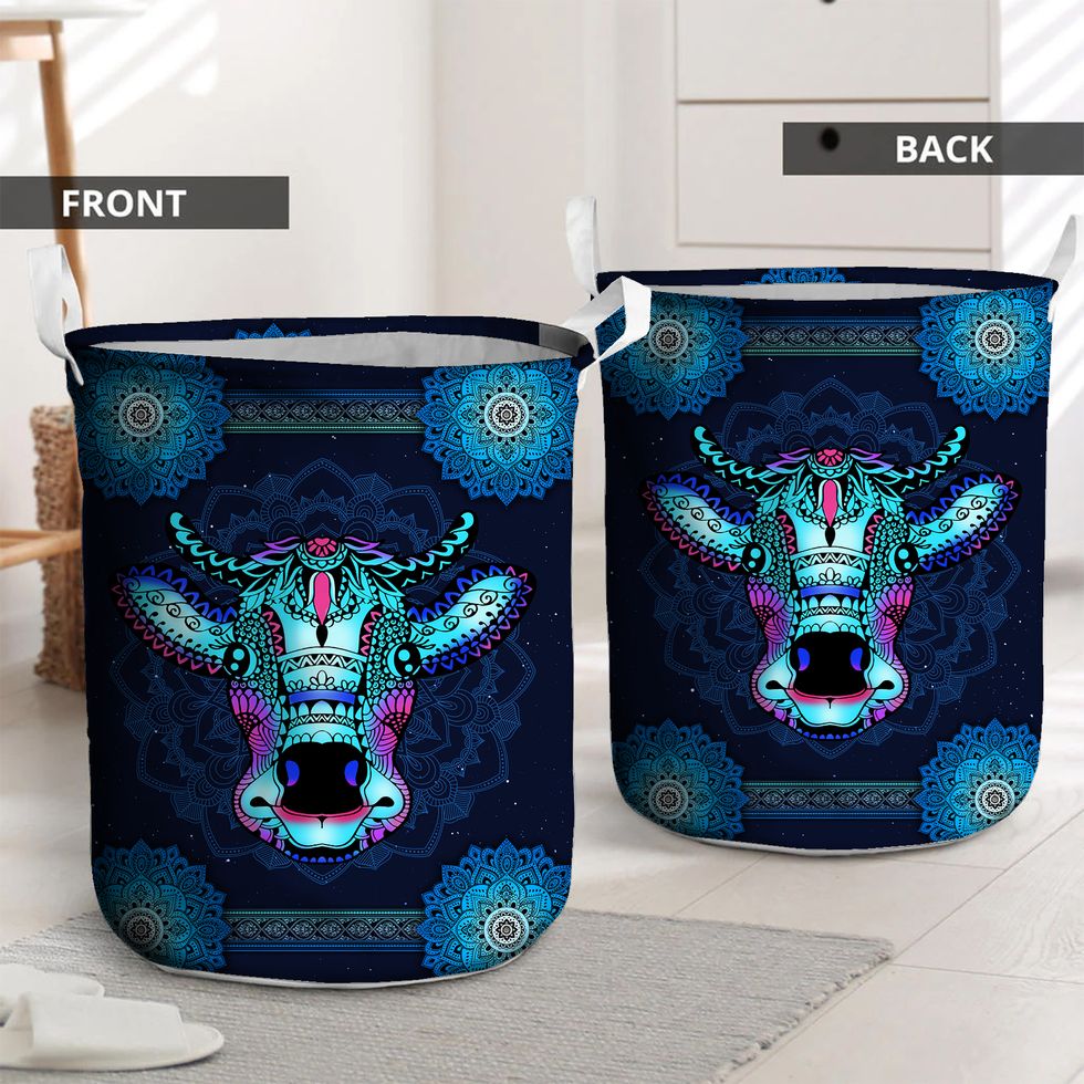 Cow - Mandala Laundry Basket