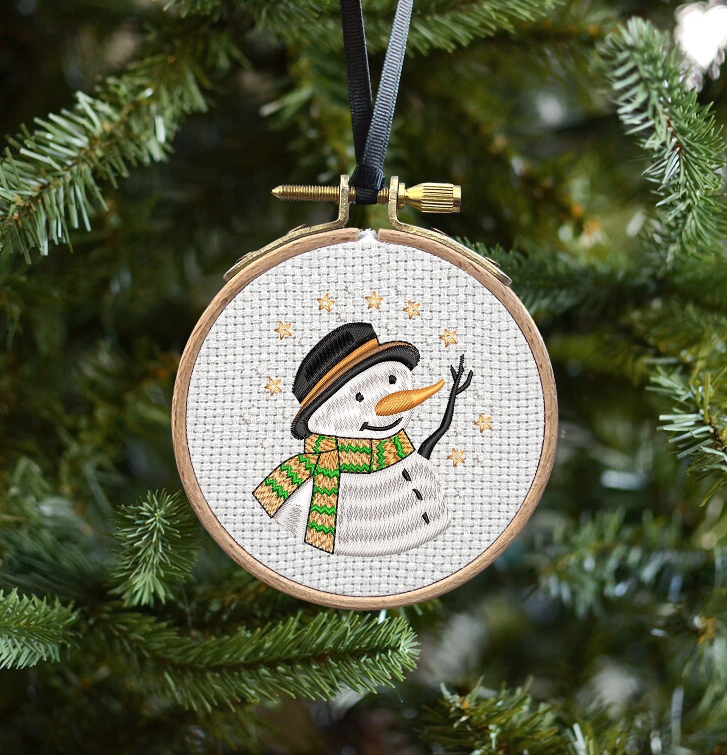 Snowman Merry Christmas 2023 Embroidered Christmas Ornaments