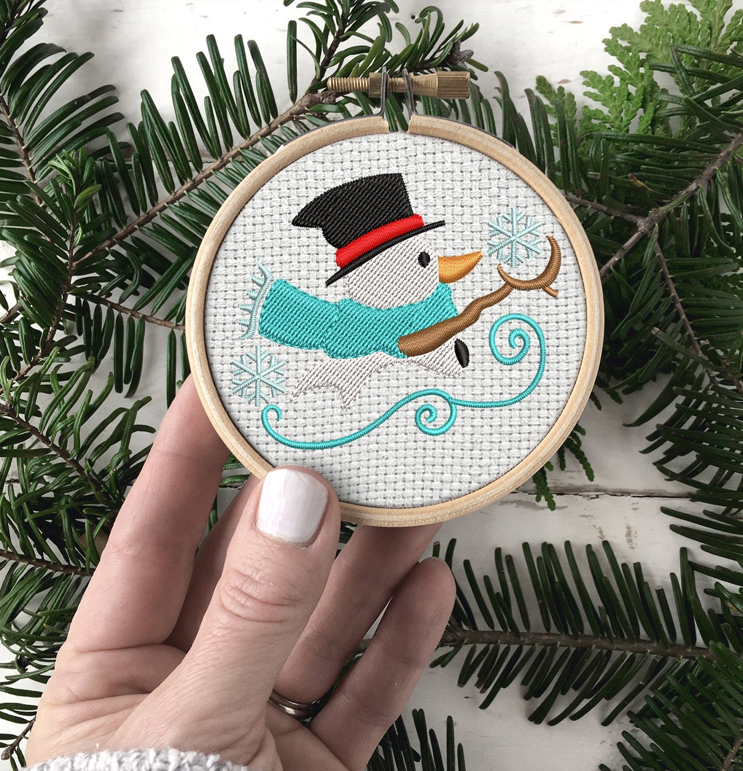 Snowman Embroidered Christmas Ornaments