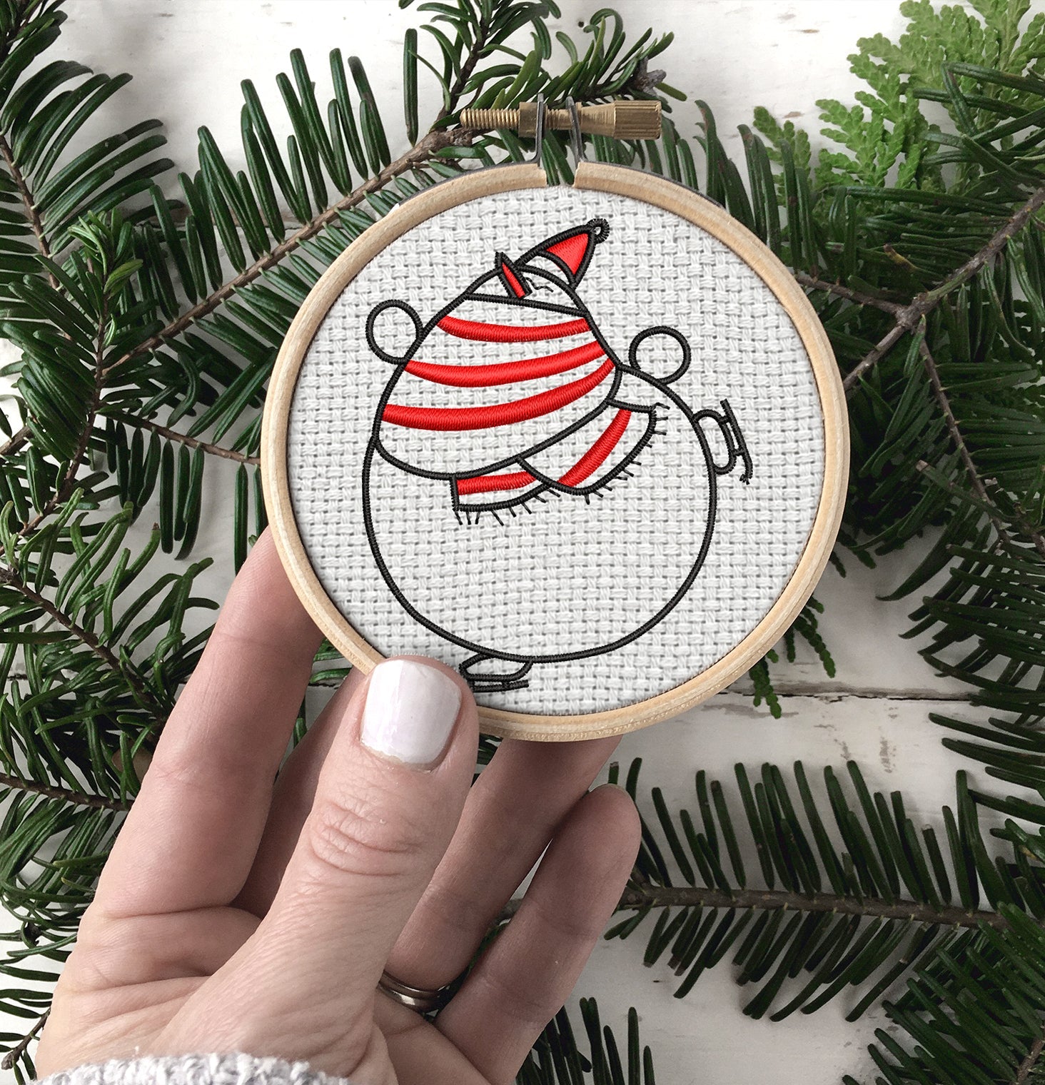 Snowman Embroidered Christmas Ornaments