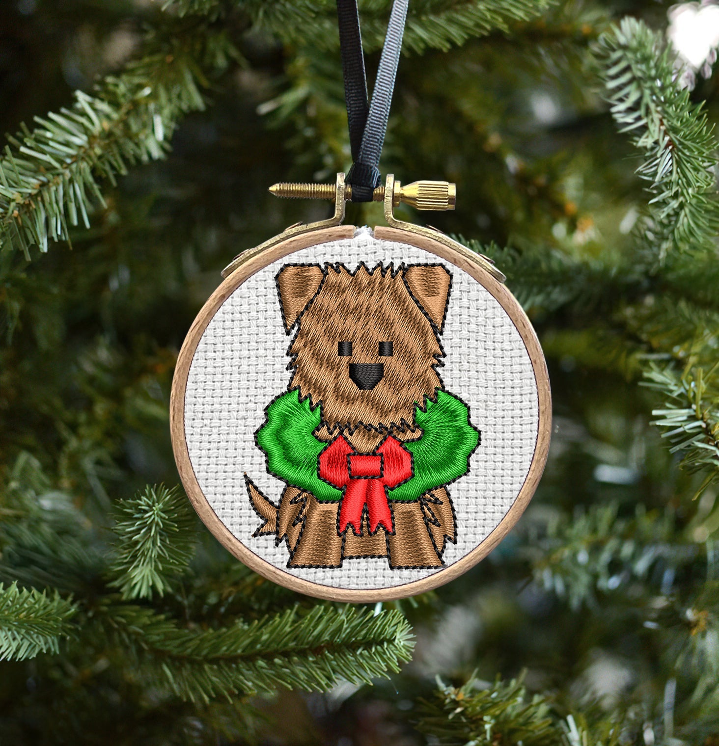 Teddy Bear Embroidered Christmas Ornaments
