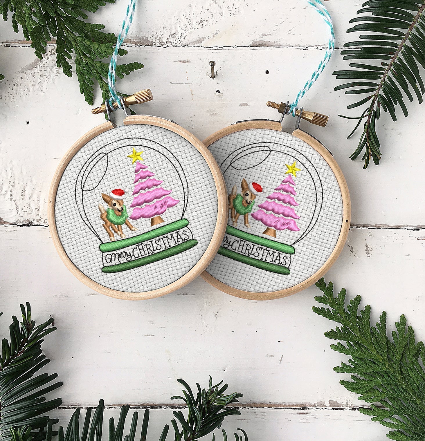 Merry Christmas Embroidered Christmas Ornaments
