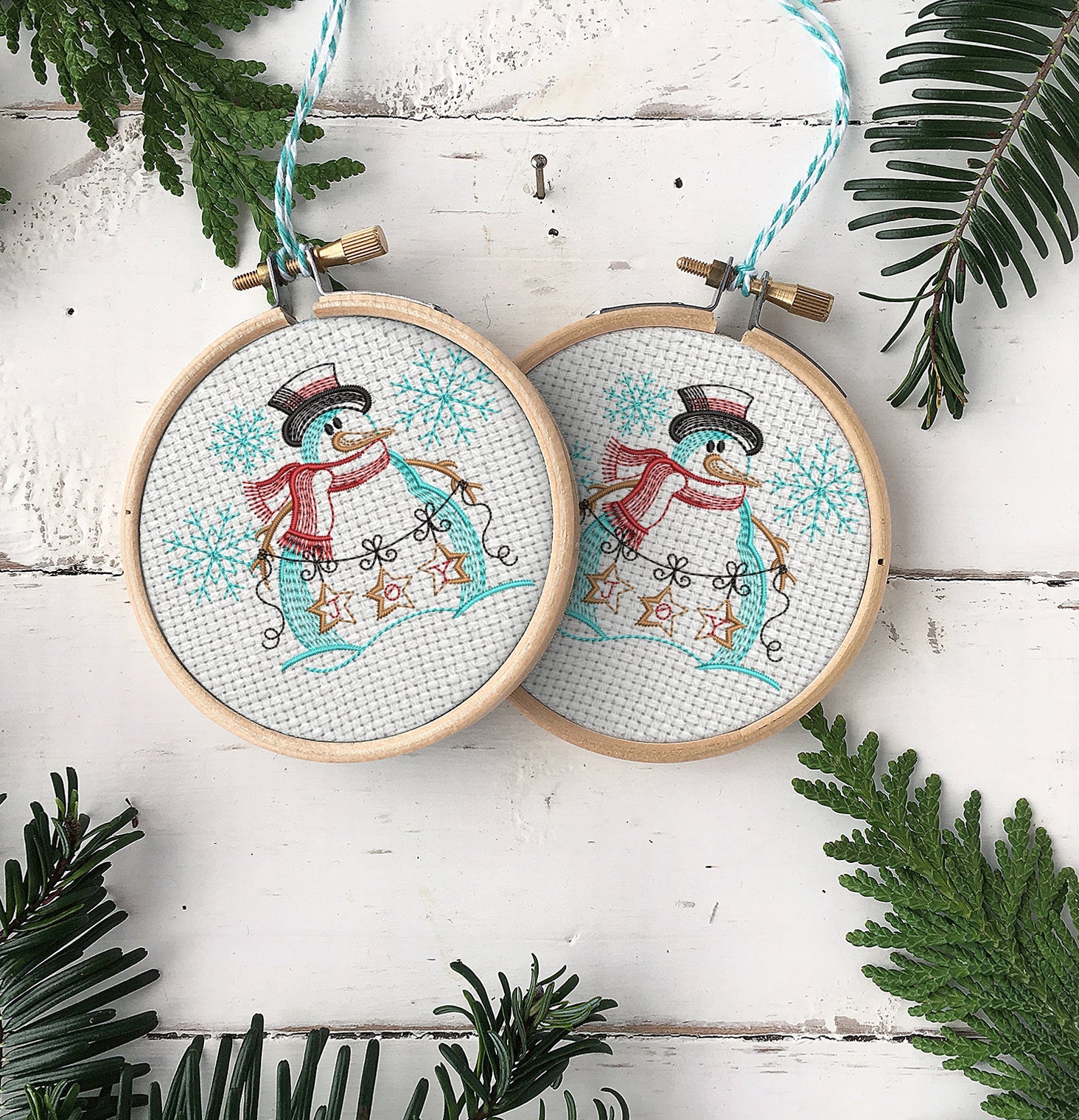 Snowman Christmas Embroidered Christmas Ornaments
