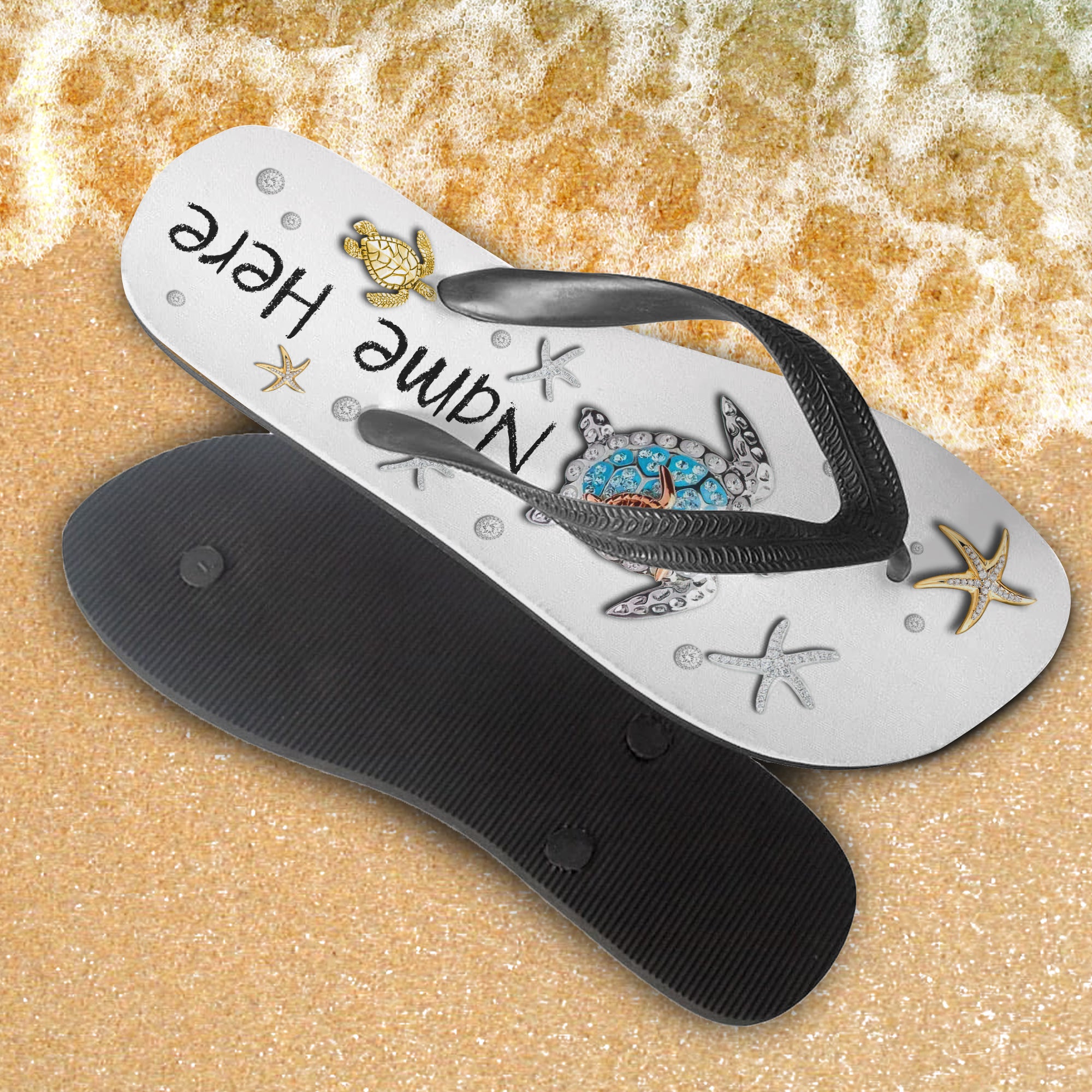 Custom Flip Flops - Sea Turtle - Fuly 1