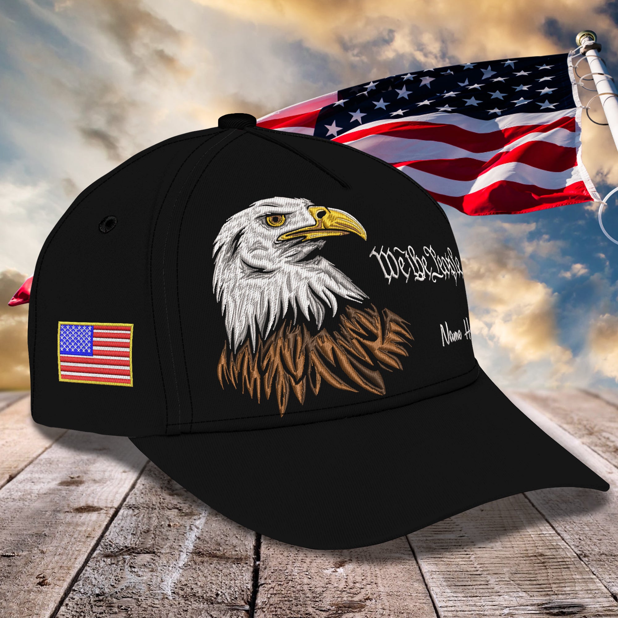 Eagle We The People Custom Name Personalized Classic Cap Embroidery