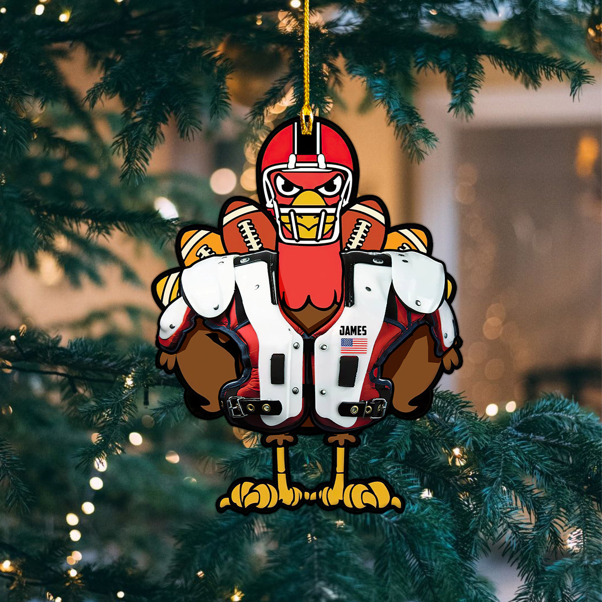 Custom Shape Ornament Turkey American Football Gift For Thanks Giving Home Decor