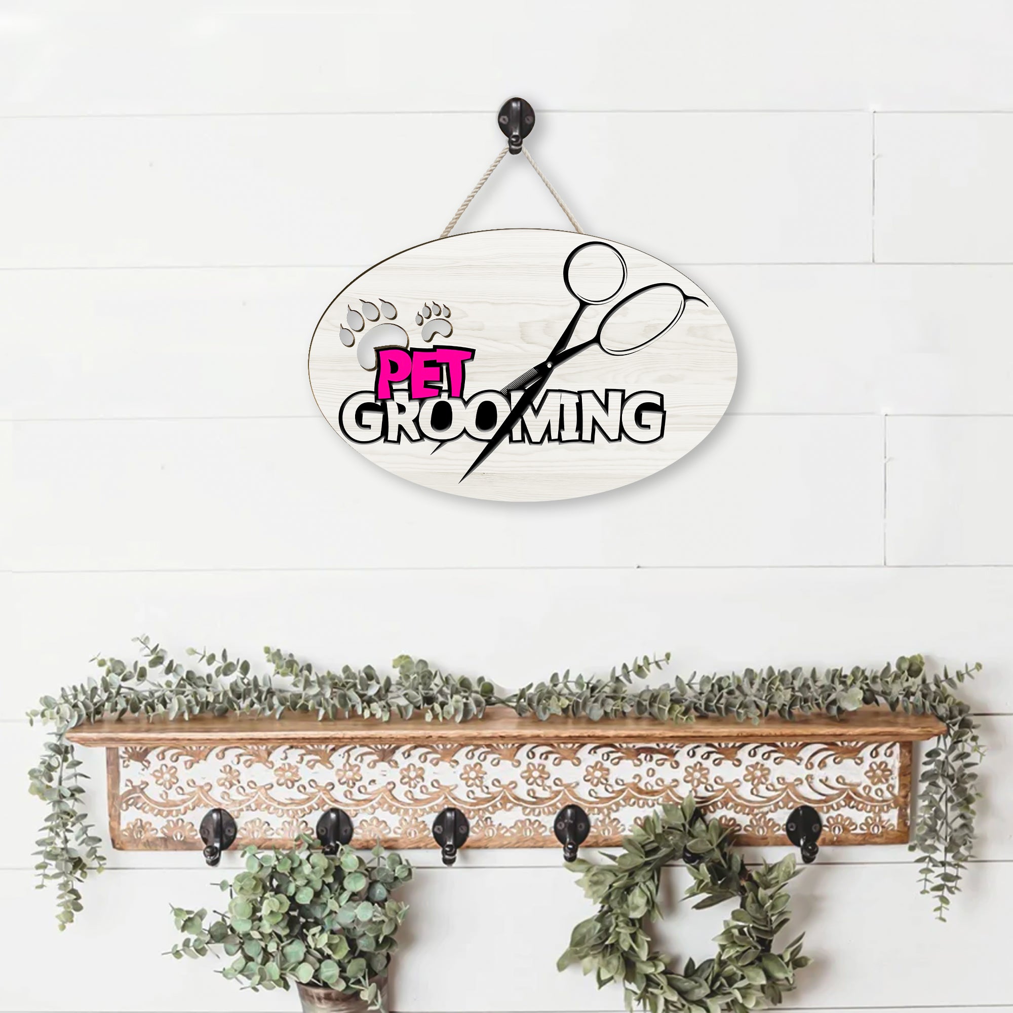 PET GROOMING WOODEN SIGN- CUSTOM SHAPED WOODEN SIGN