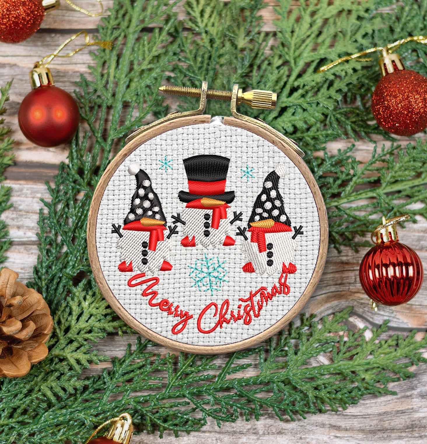 Snowman Embroidered Christmas Ornaments