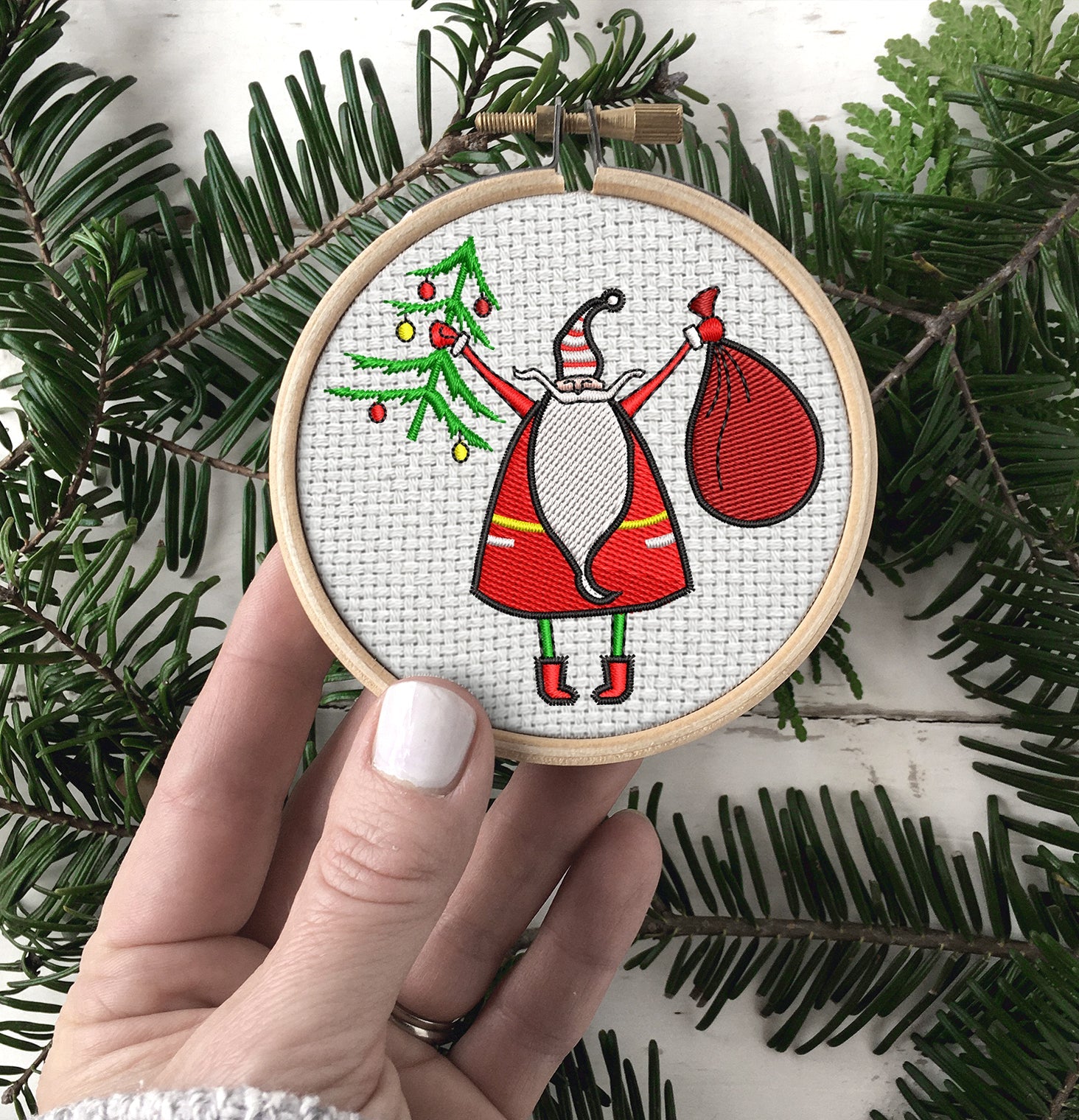 Santa Claus Embroidered Christmas Ornaments