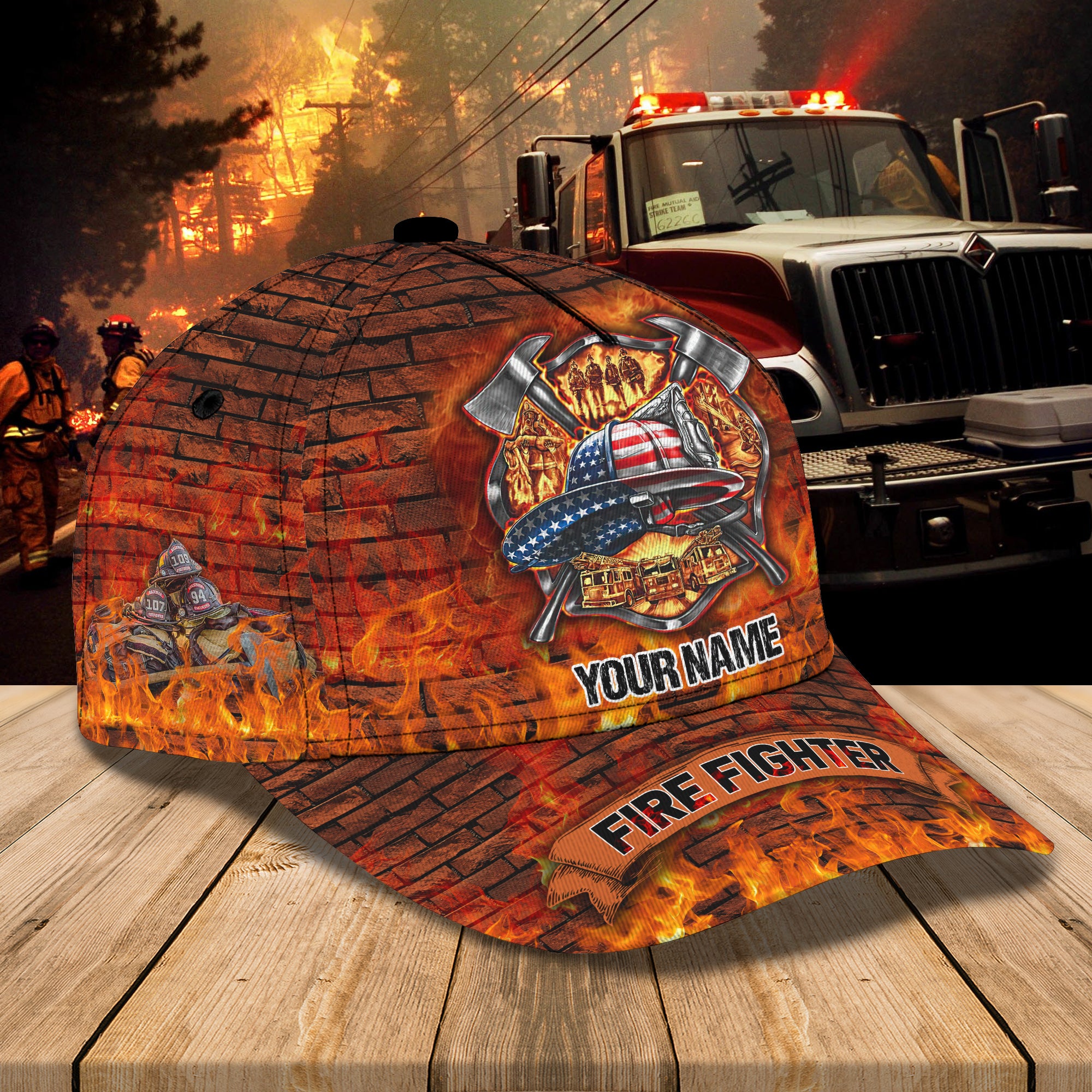 Firefighter 2 - Personalized Name Cap 15 - Nvc97