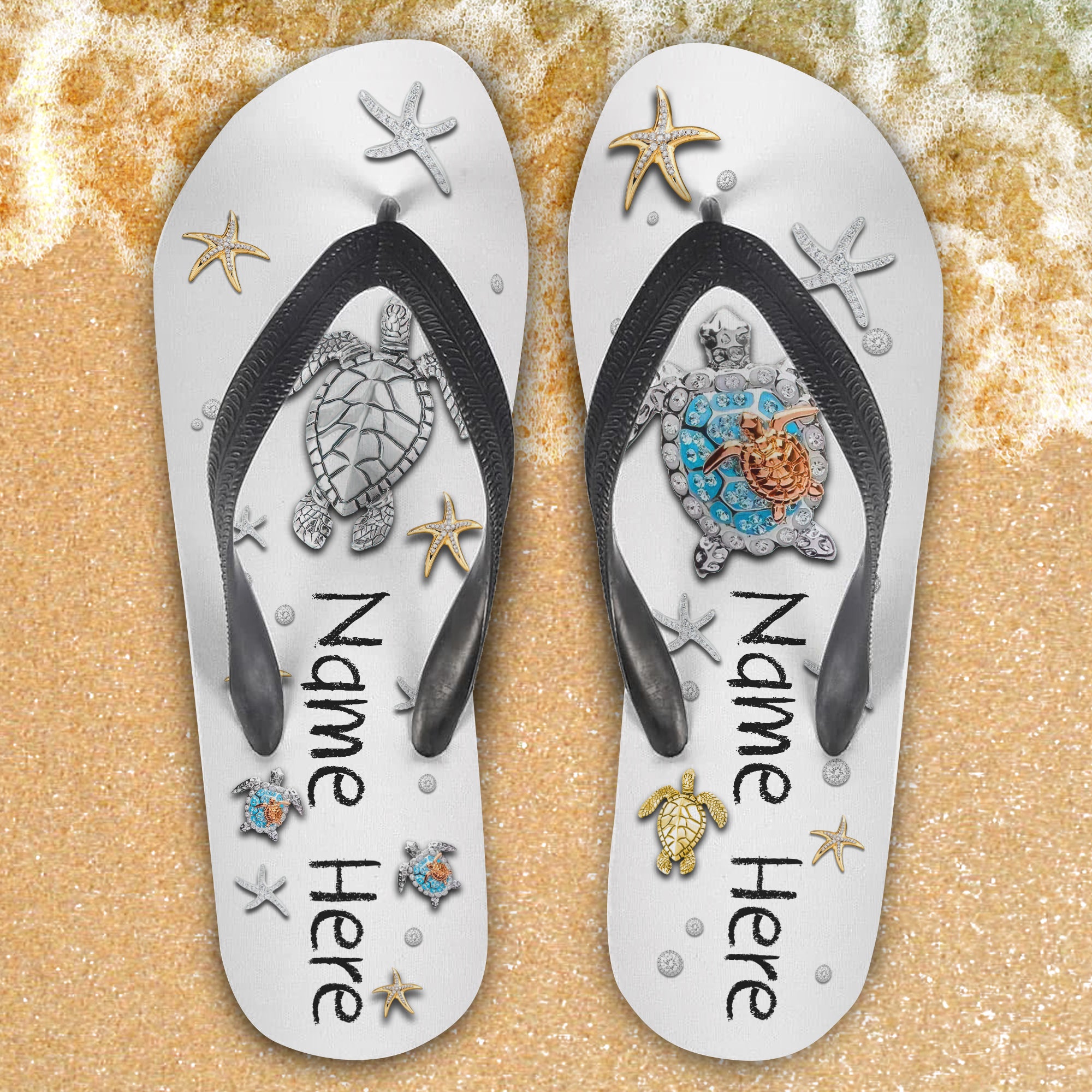 Custom Flip Flops - Sea Turtle - Fuly 1