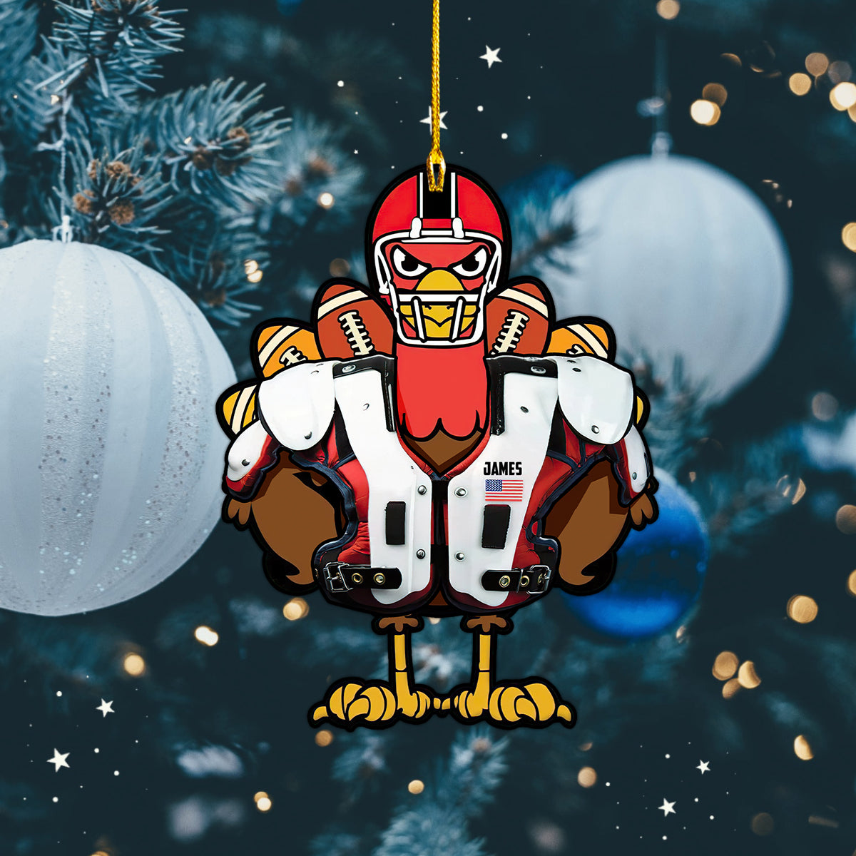 Custom Shape Ornament Turkey American Football Gift For Thanks Giving Home Decor