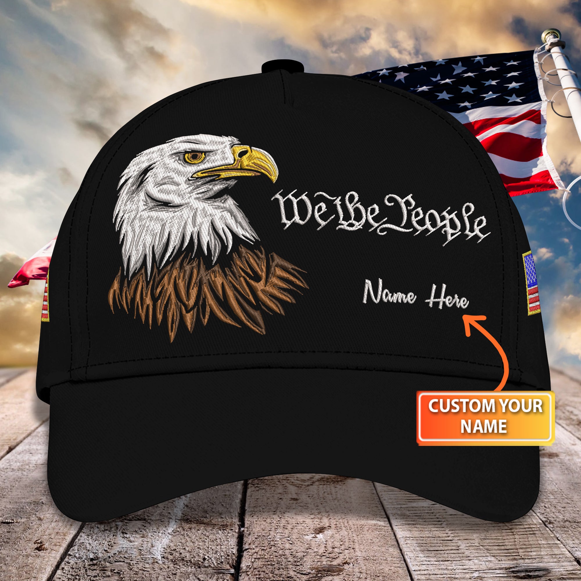 Eagle We The People Custom Name Personalized Classic Cap Embroidery
