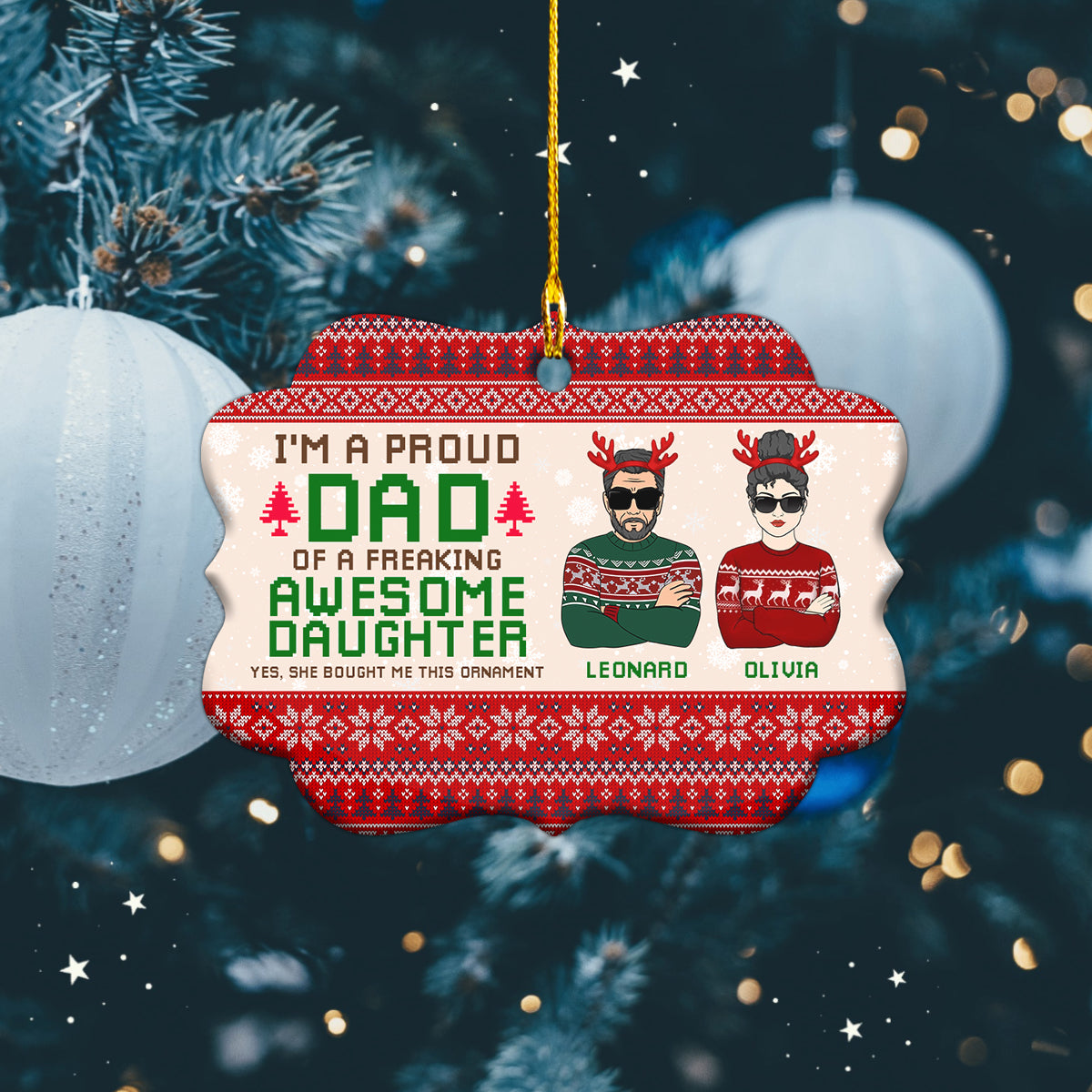 I'm A Proud Dad Merry Christmas Personalized Circle Ornament Christmas Gift For Dad, Papa, Father