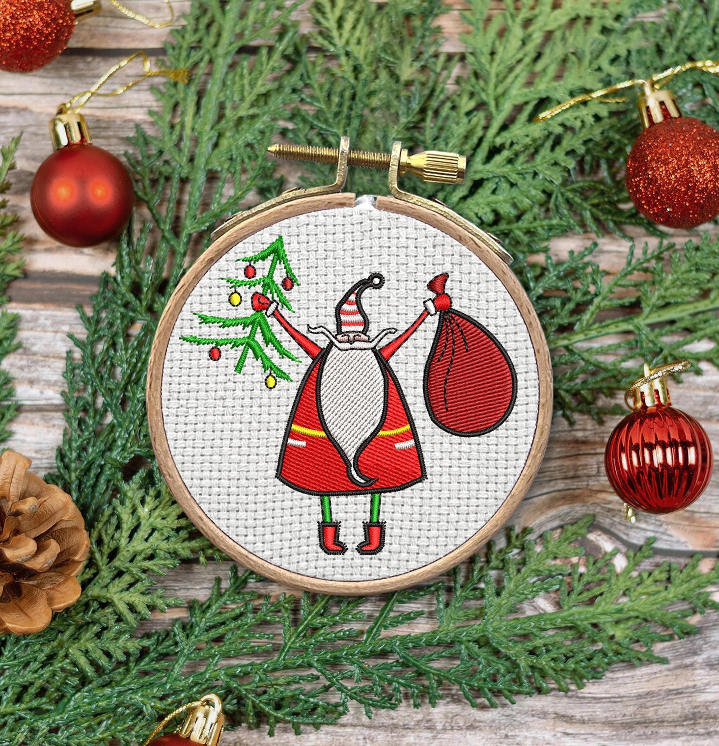 Santa Claus Embroidered Christmas Ornaments