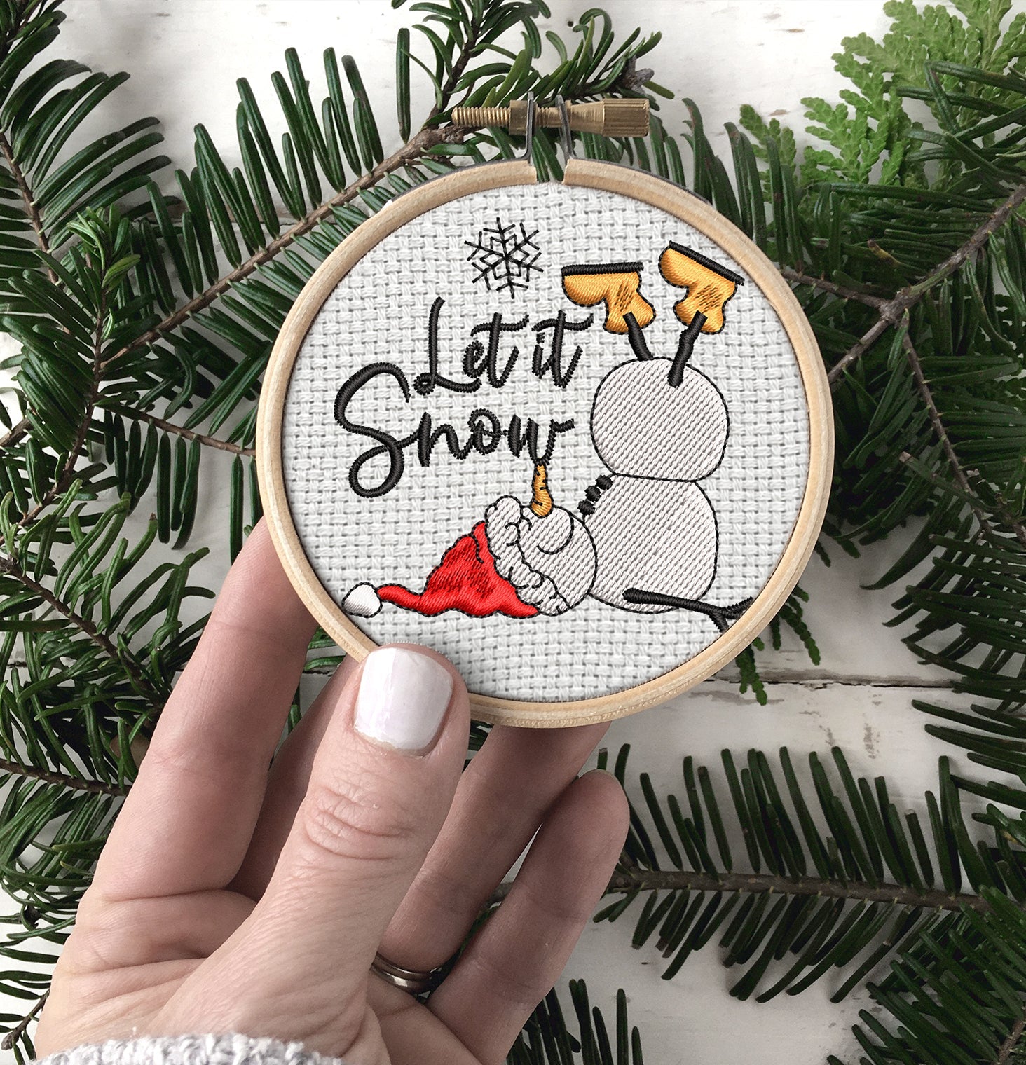 Let it Snow Embroidered Christmas Ornaments