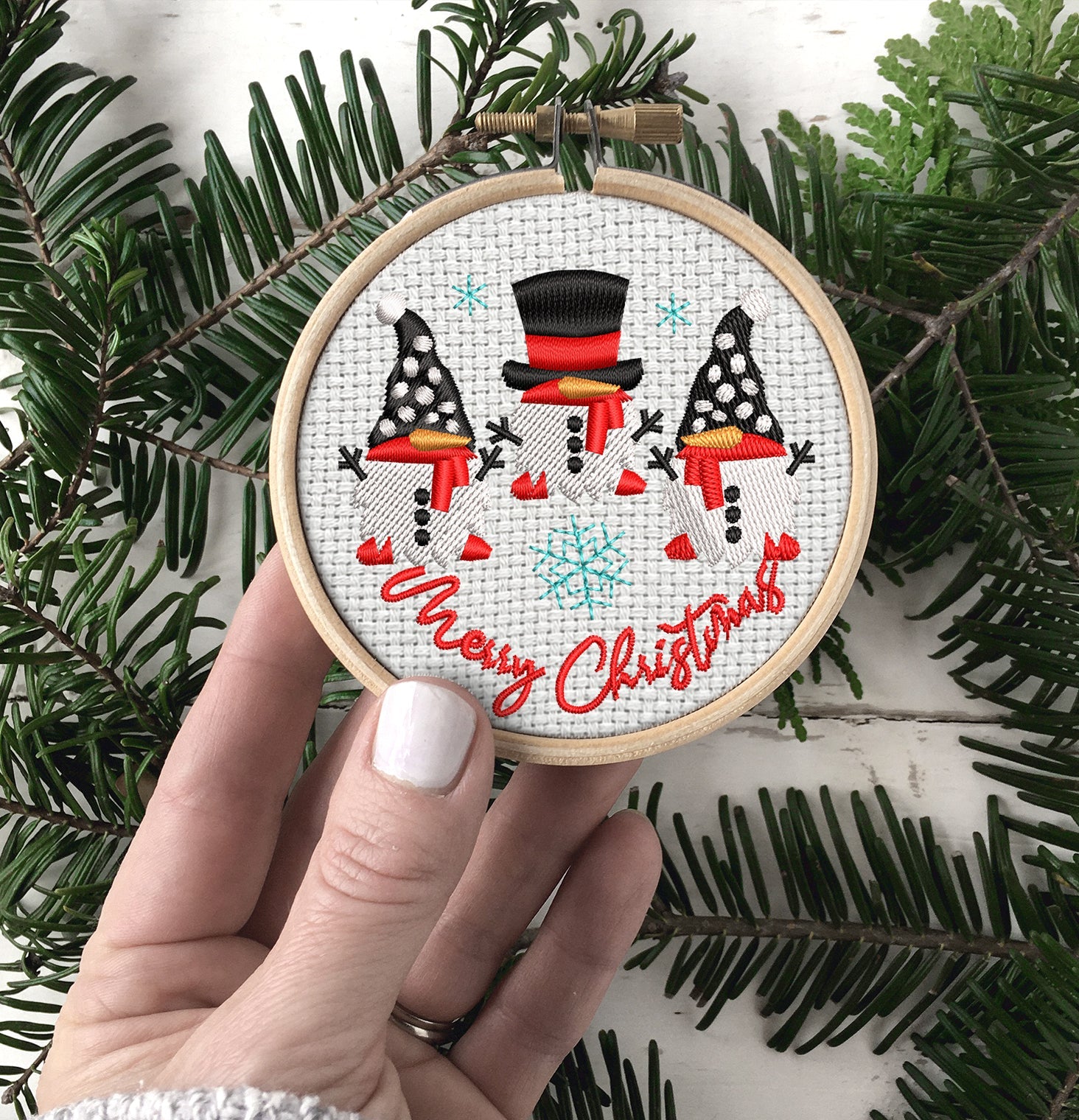 Snowman Embroidered Christmas Ornaments