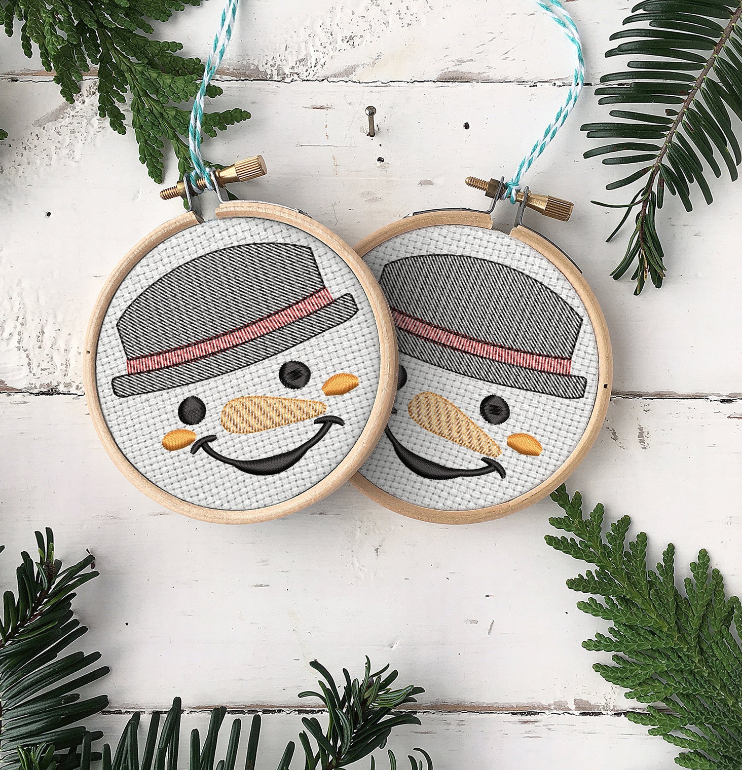 Snowman Merry Christmas 2023 Embroidered Christmas Ornaments