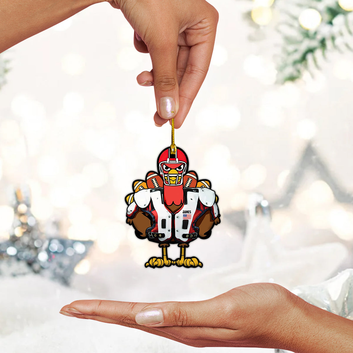 Custom Shape Ornament Turkey American Football Gift For Thanks Giving Home Decor
