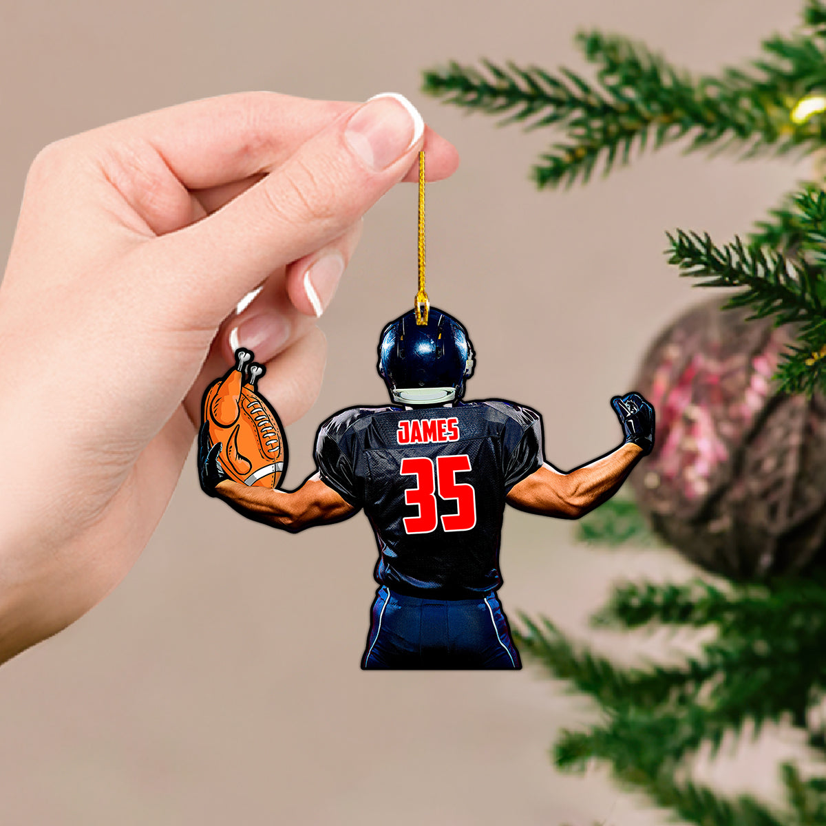 Custom Shape Ornament Turkey American Football Gift For Thanks Giving Home Decor