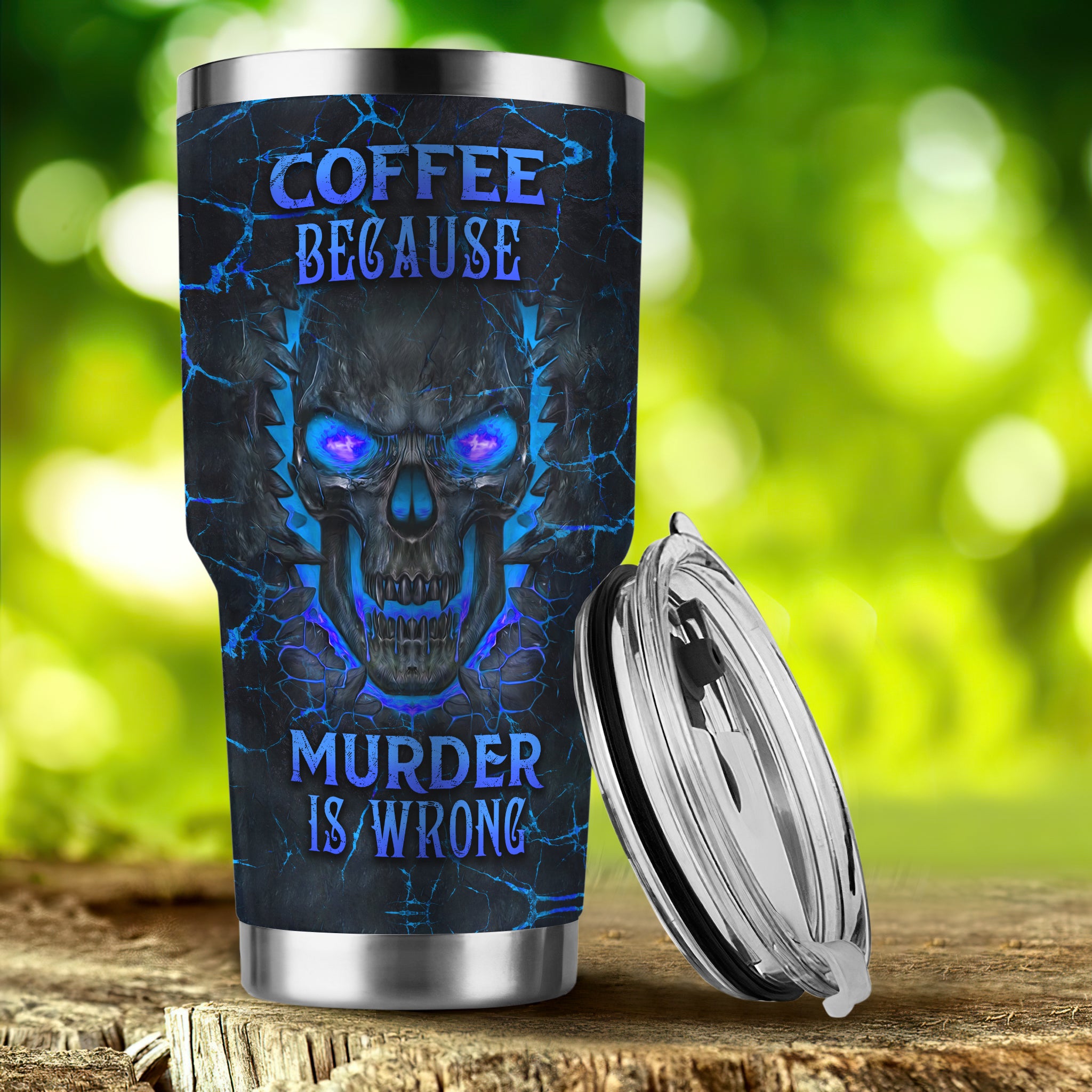 Skull Coffee - Personalized Name Tumbler 19 - Blue - Nvc97