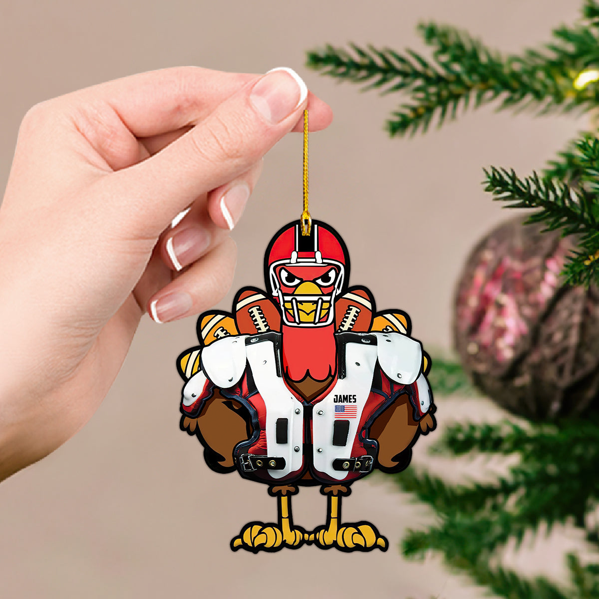 Custom Shape Ornament Turkey American Football Gift For Thanks Giving Home Decor