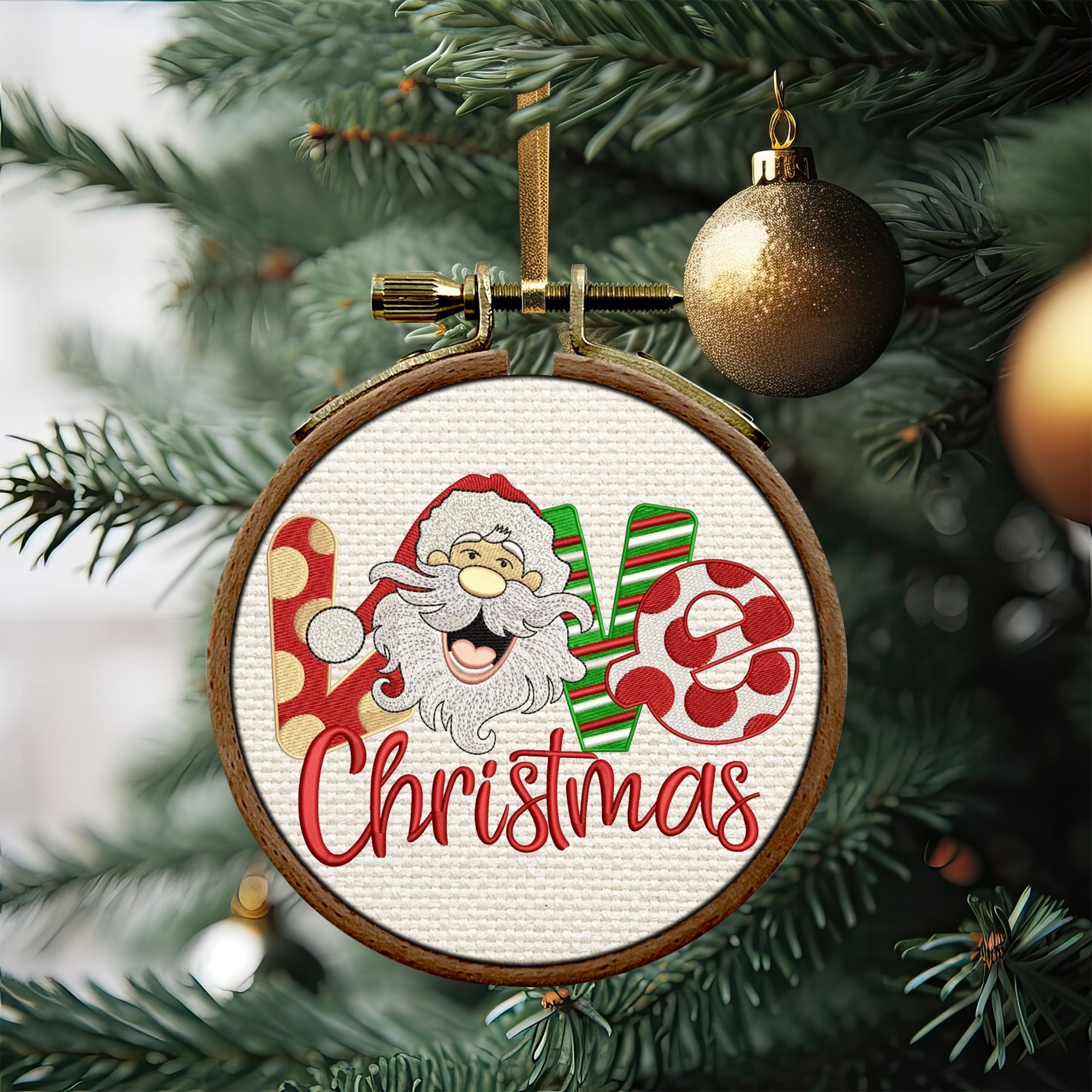 Love Christmas Embroidered Christmas Ornaments