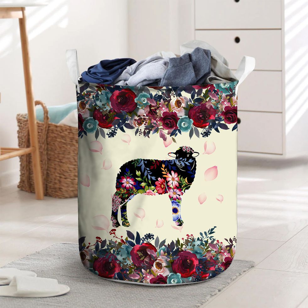 Floral Sheep Laundry Basket