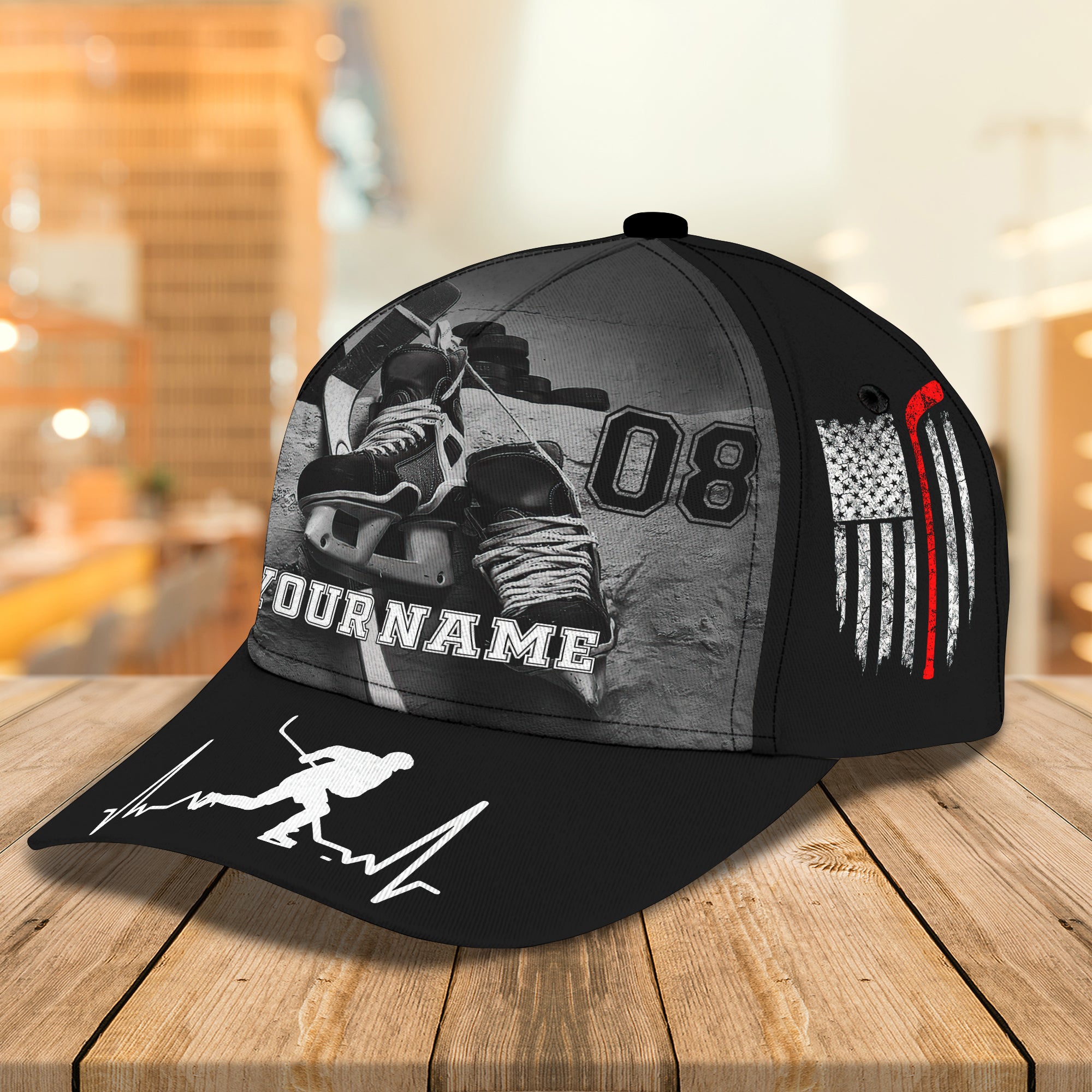 Love Hockey - Personalized Name Cap 6 - Nvc97