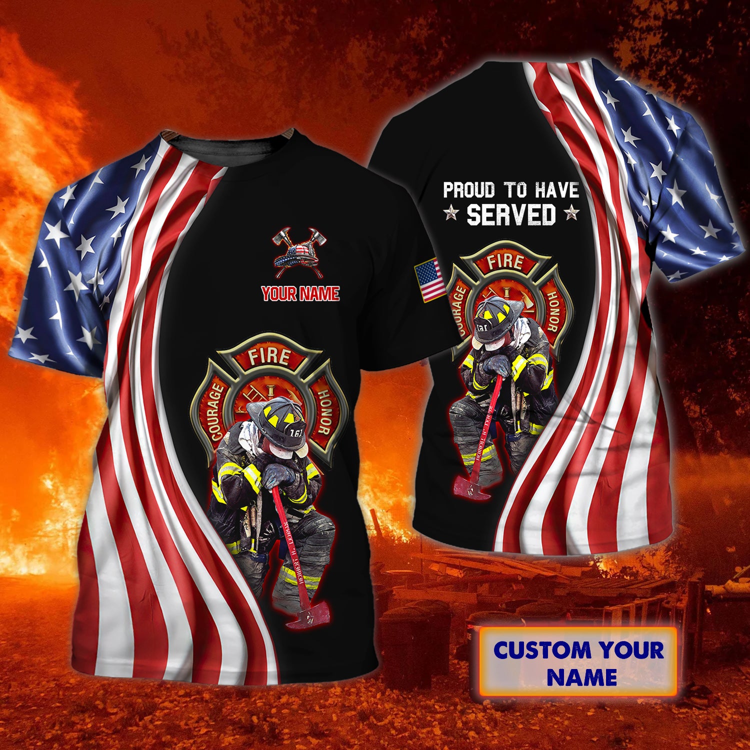 Firefighter - Personalized Name 3D Tshirt 18 - Nvc97