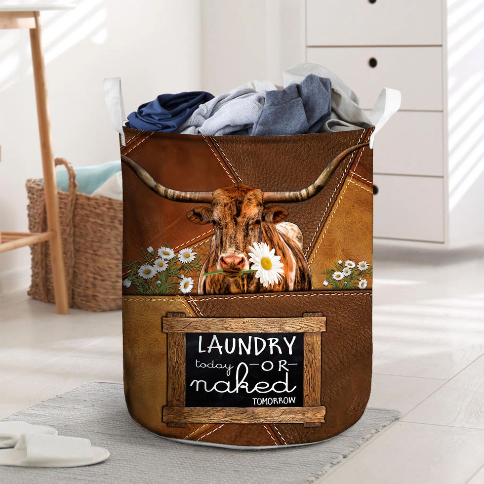 Texas Longhorn - Laundry Today Or Naked Tomorrow Laundry Basket