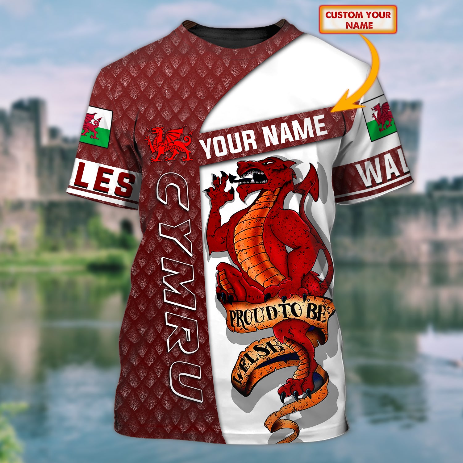 Wales - Cymru - Personalized Name 3D Tshirt 30