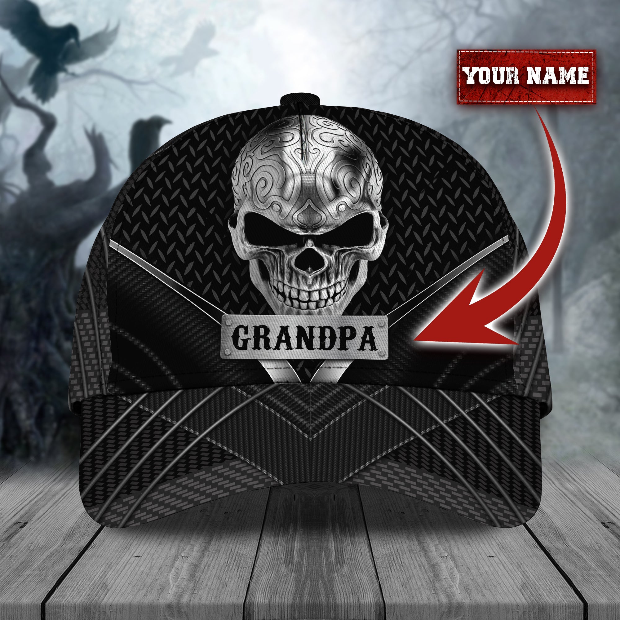 Skull Grandpa - Personalized Name Cap 7 - Bhn97