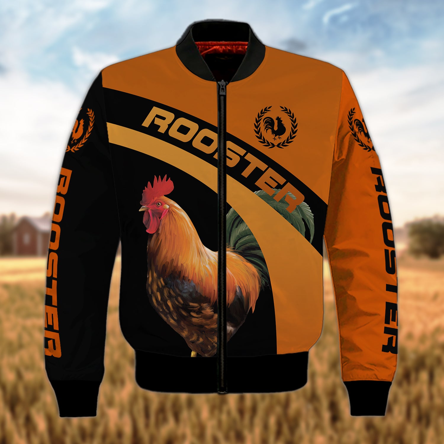 Farm Chicken Pattern Print Men's Bomber Jacket