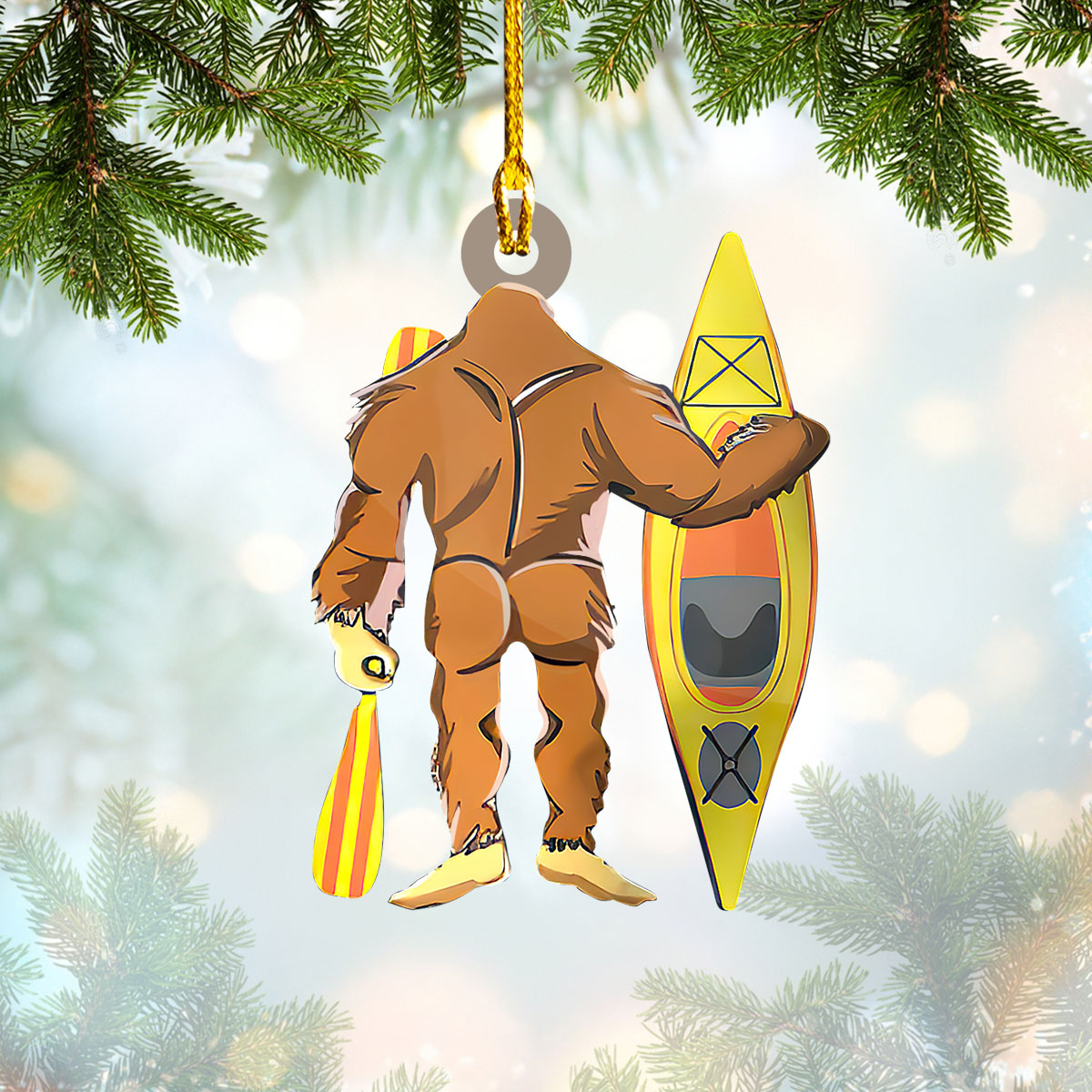 Shaped Ornament - Kayak Bigfoot - H9h3-853