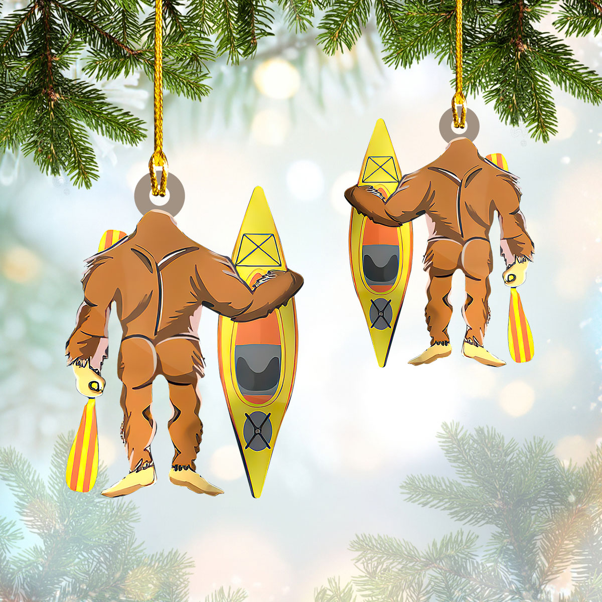 Shaped Ornament - Kayak Bigfoot - H9h3-853